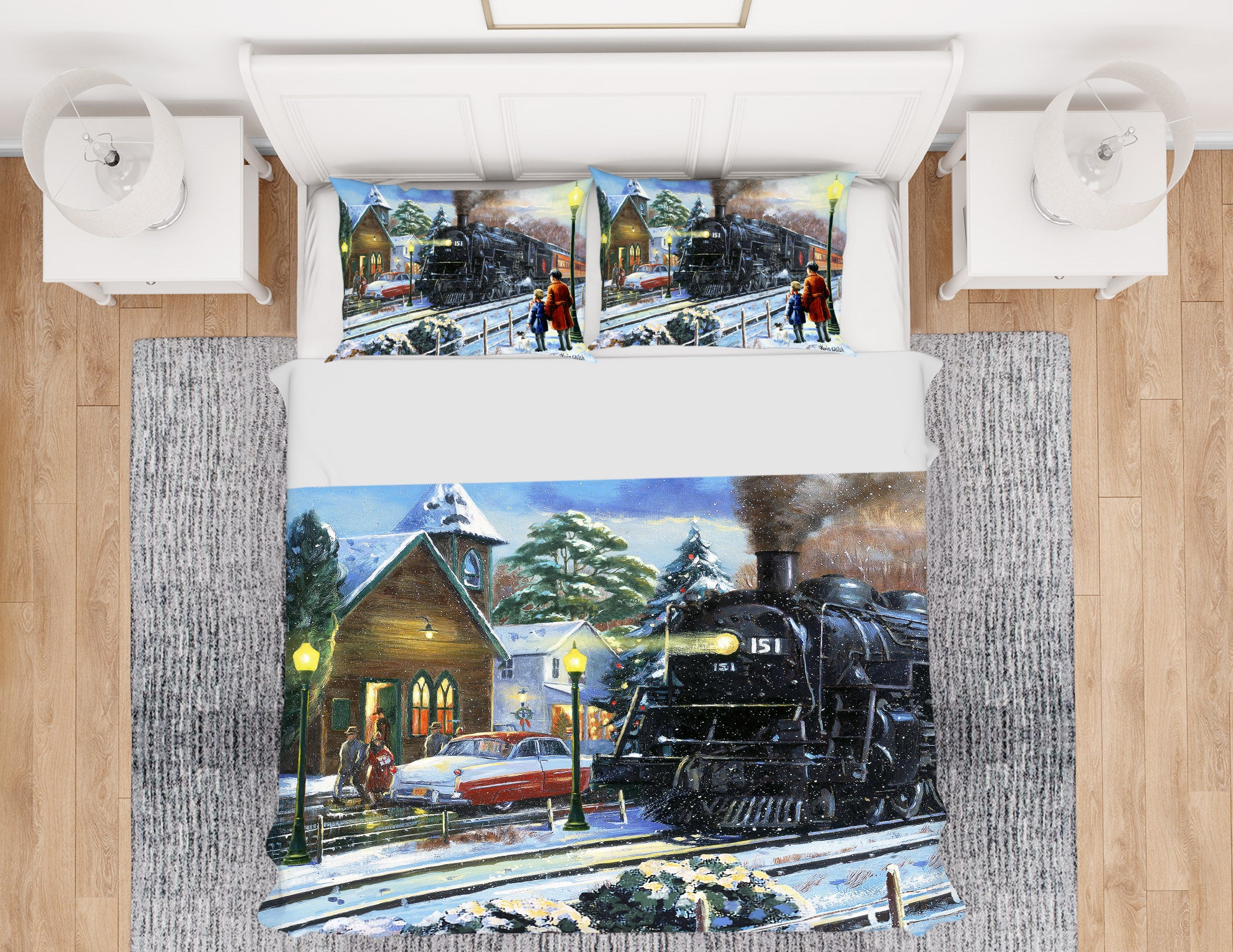 3D Houses Train 12525 Kevin Walsh Bedding Bed Pillowcases Quilt