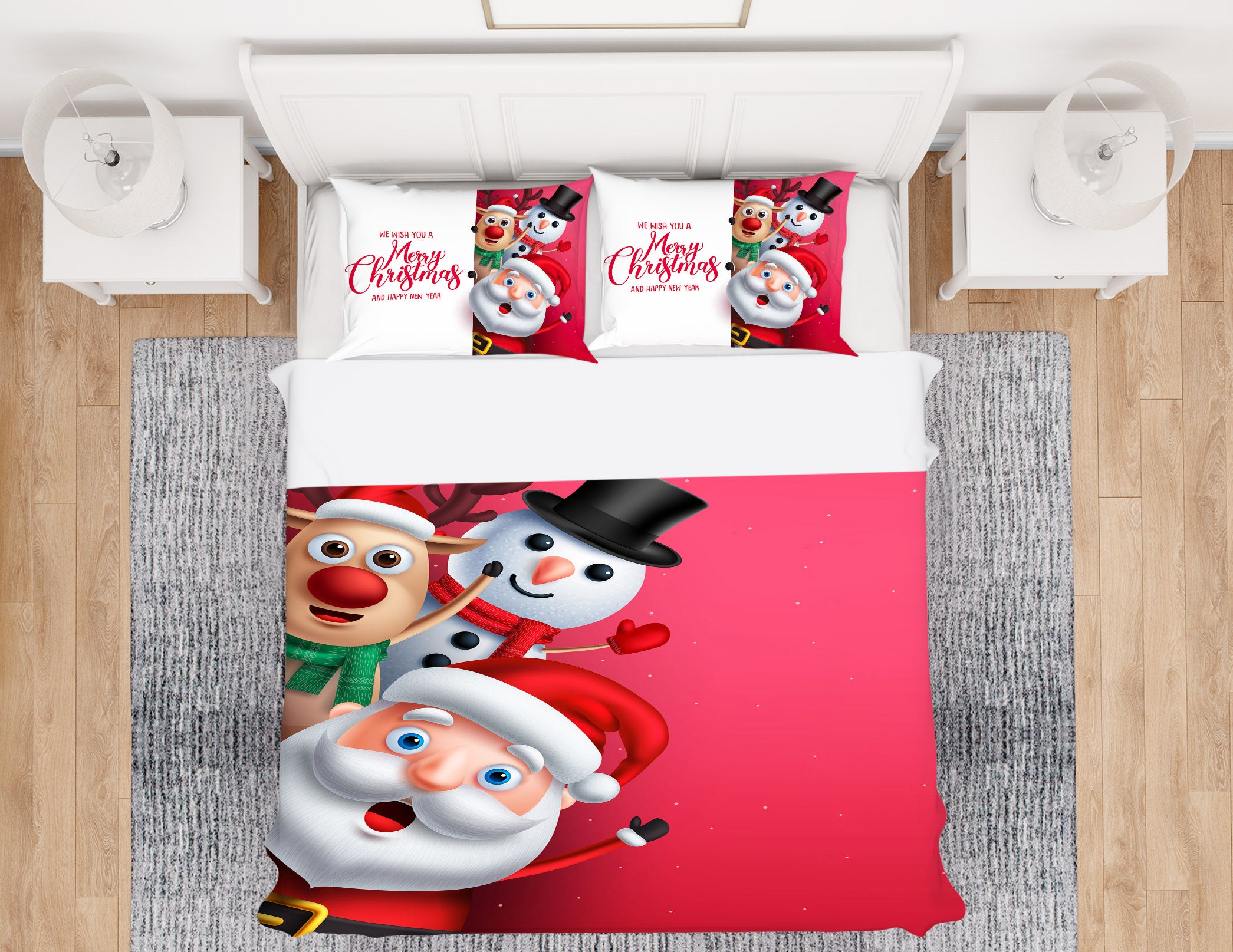 3D Santa Claus Snowman Deer 51016 Christmas Quilt Duvet Cover Xmas Bed Pillowcases