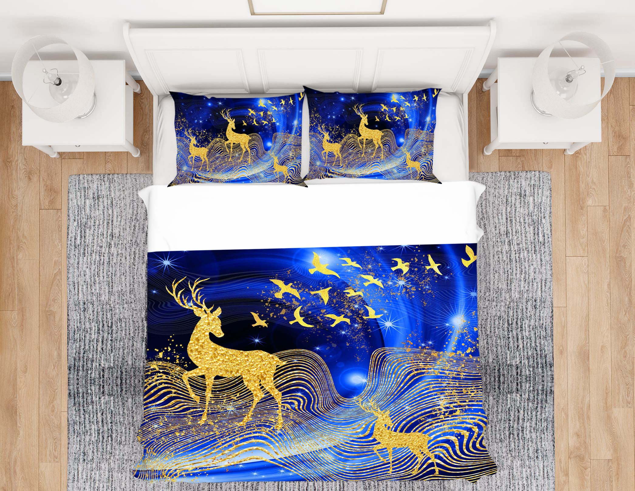 3D Golden Deer 13062 Bed Pillowcases Quilt
