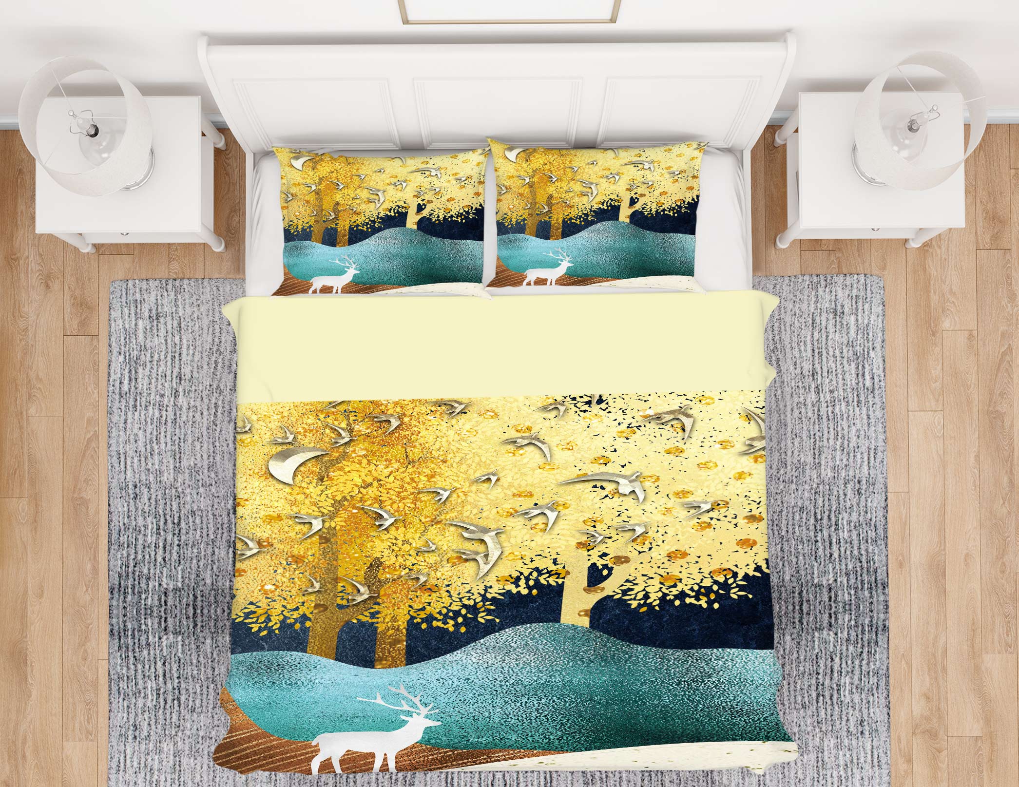 3D Golden Tree 12093 Bed Pillowcases Quilt