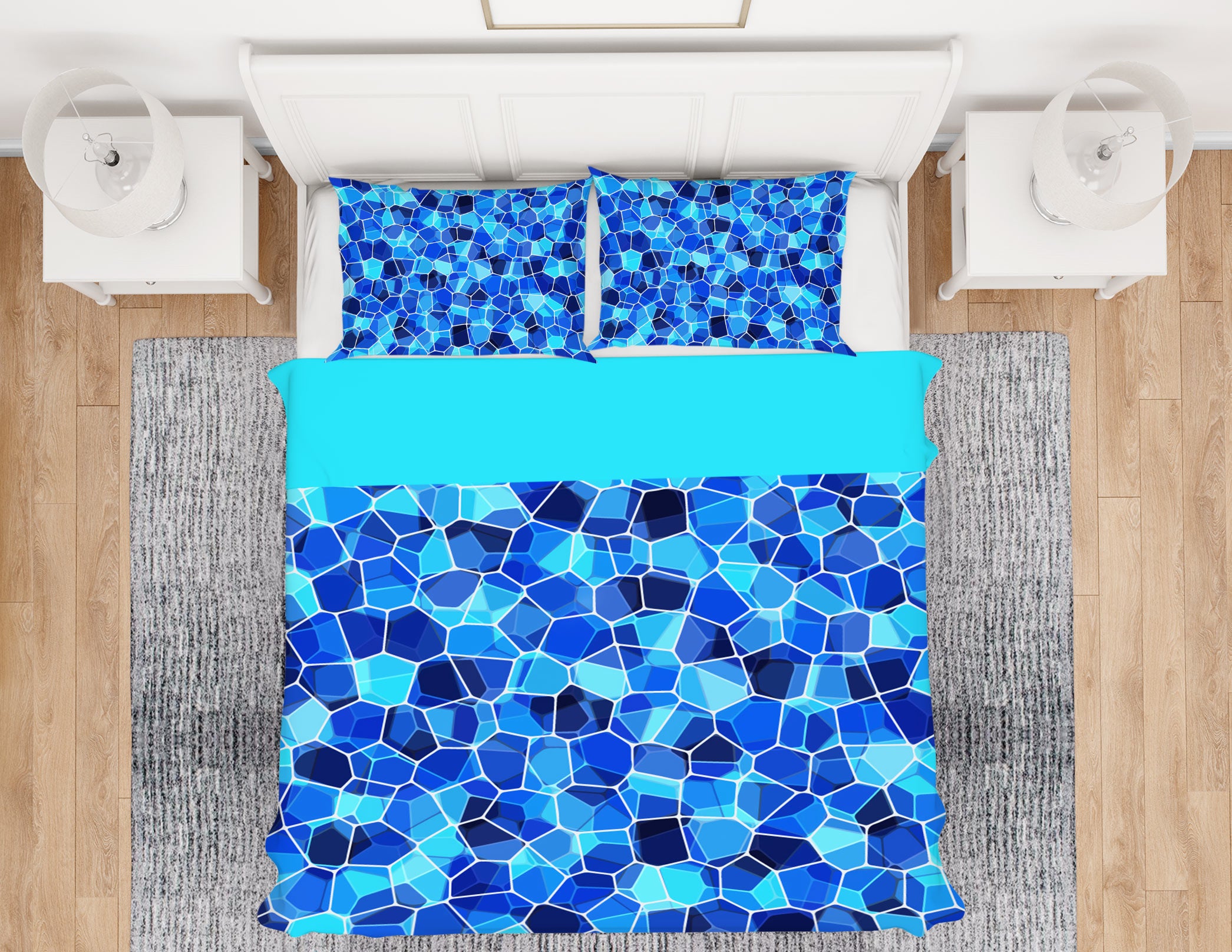 3D Blue Hexagon 14005 Bed Pillowcases Quilt