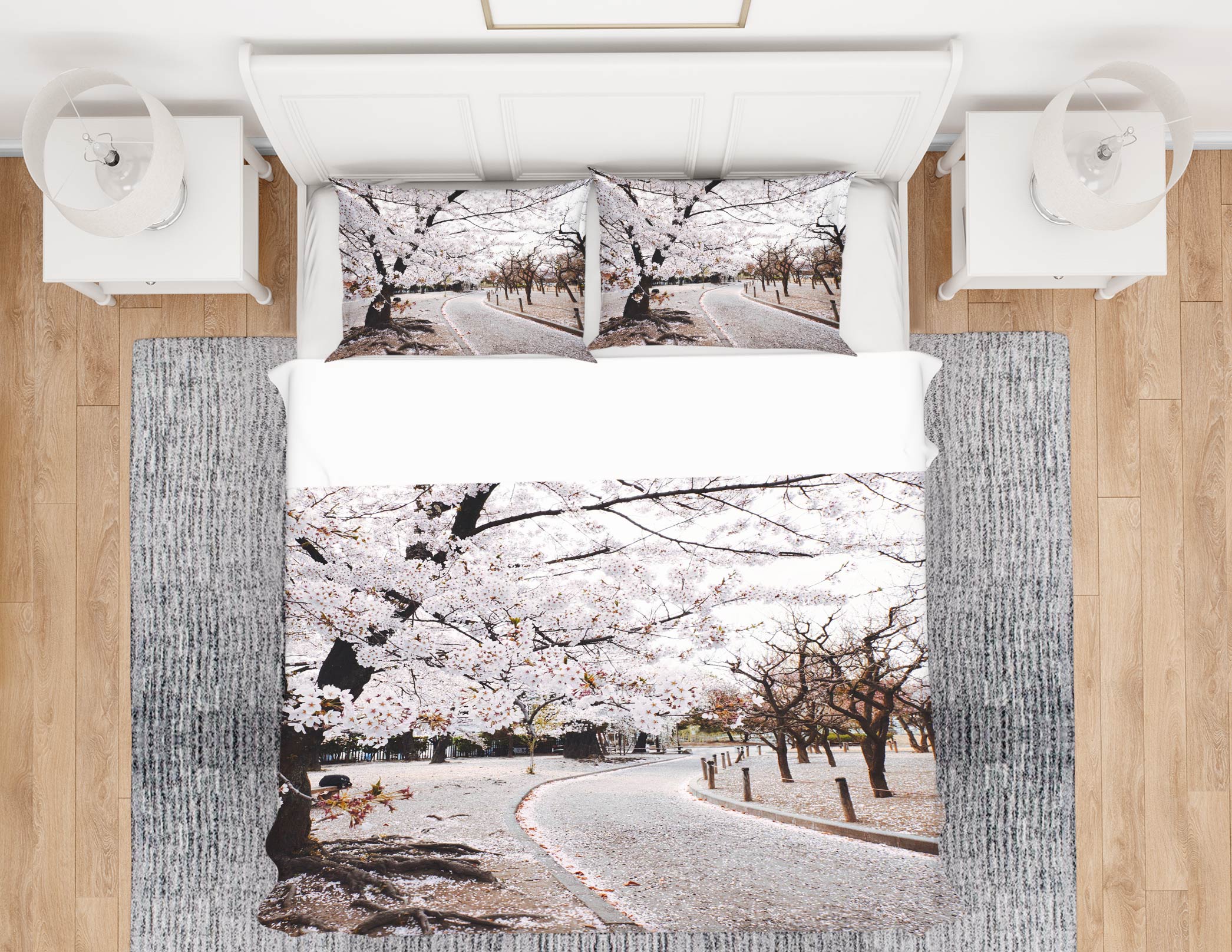 3D Sakura Street 12224 Bed Pillowcases Quilt