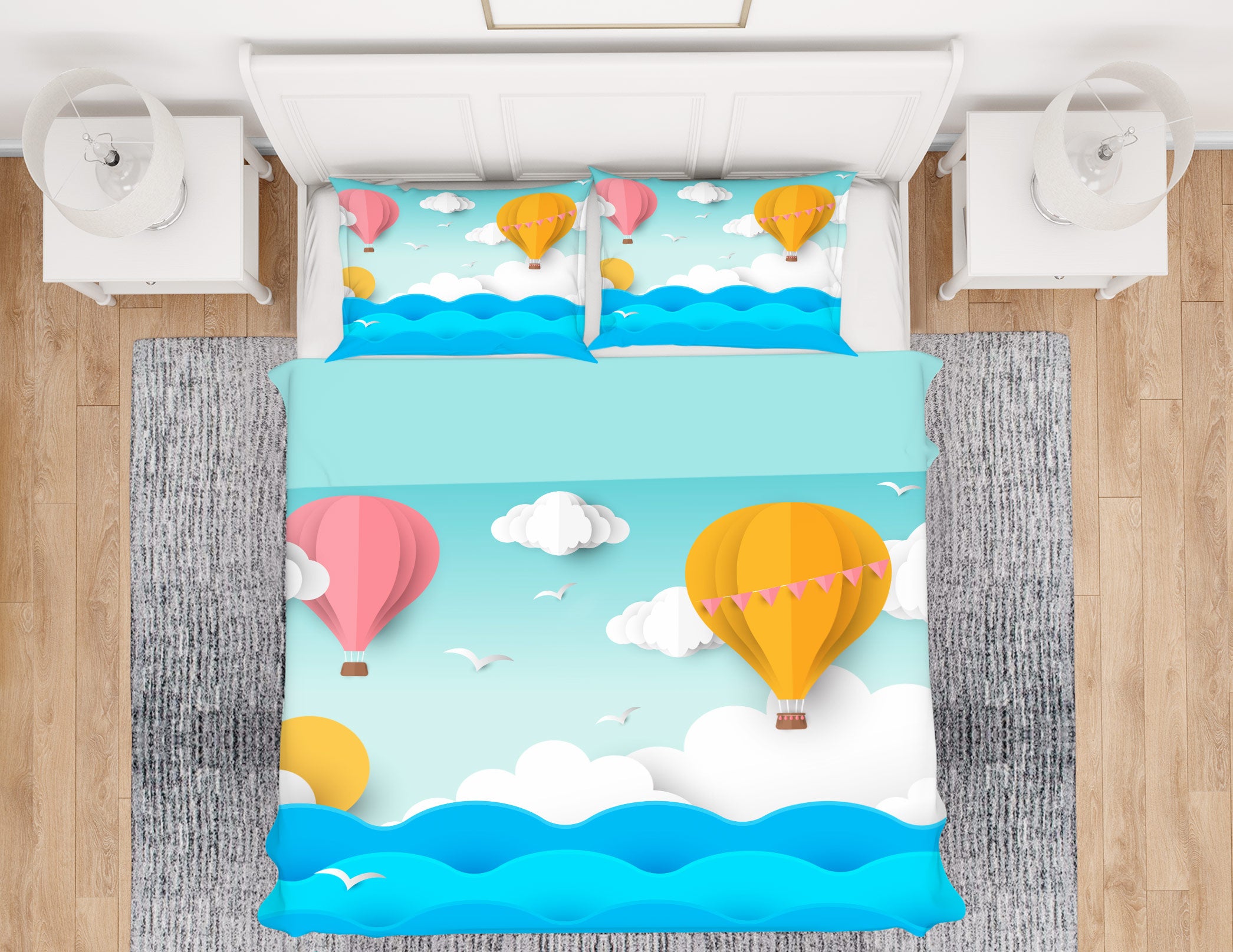 3D Hot Air Balloon 59200 Bed Pillowcases Quilt