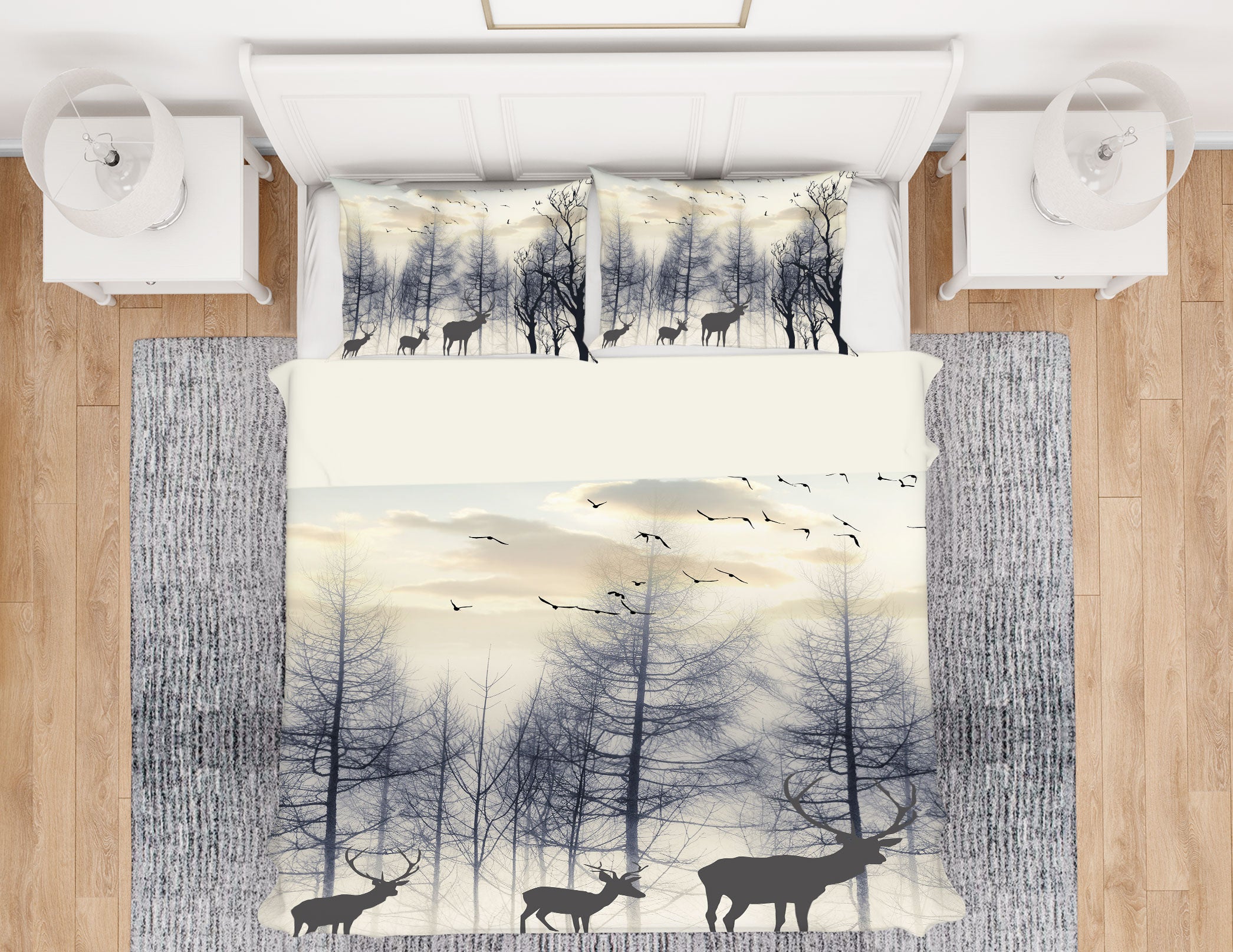 3D Tree Deer 12082 Bed Pillowcases Quilt