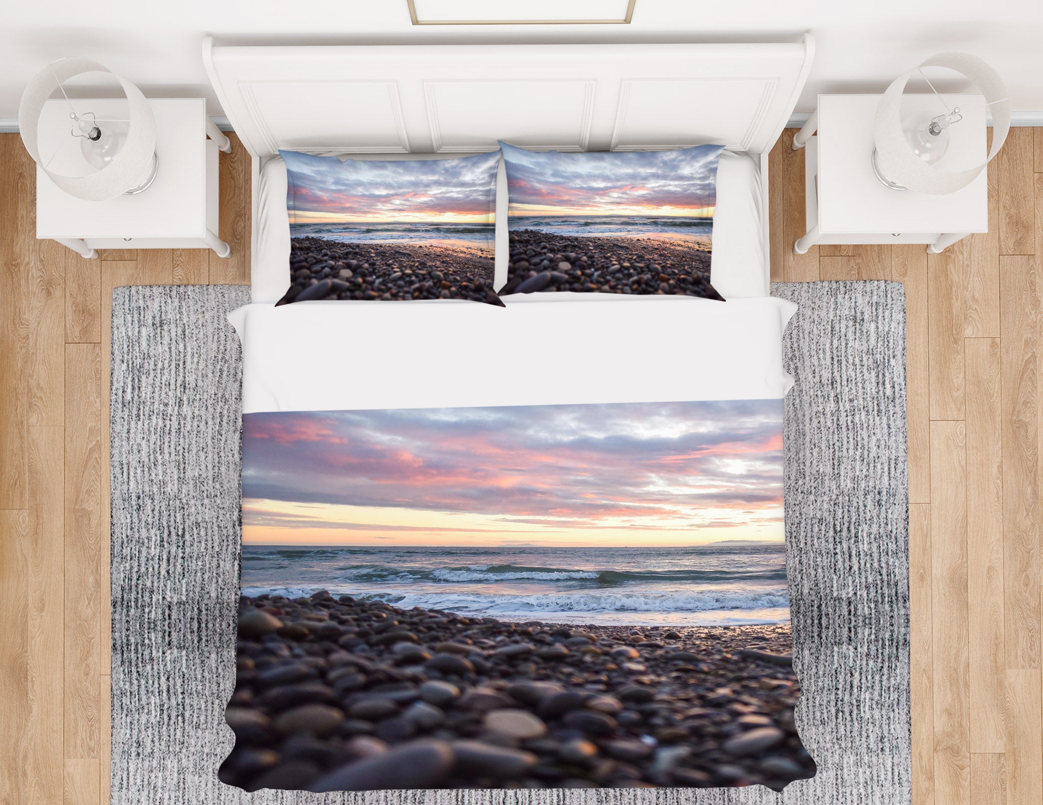 3D Seaside Stones 19123 Bed Pillowcases Quilt
