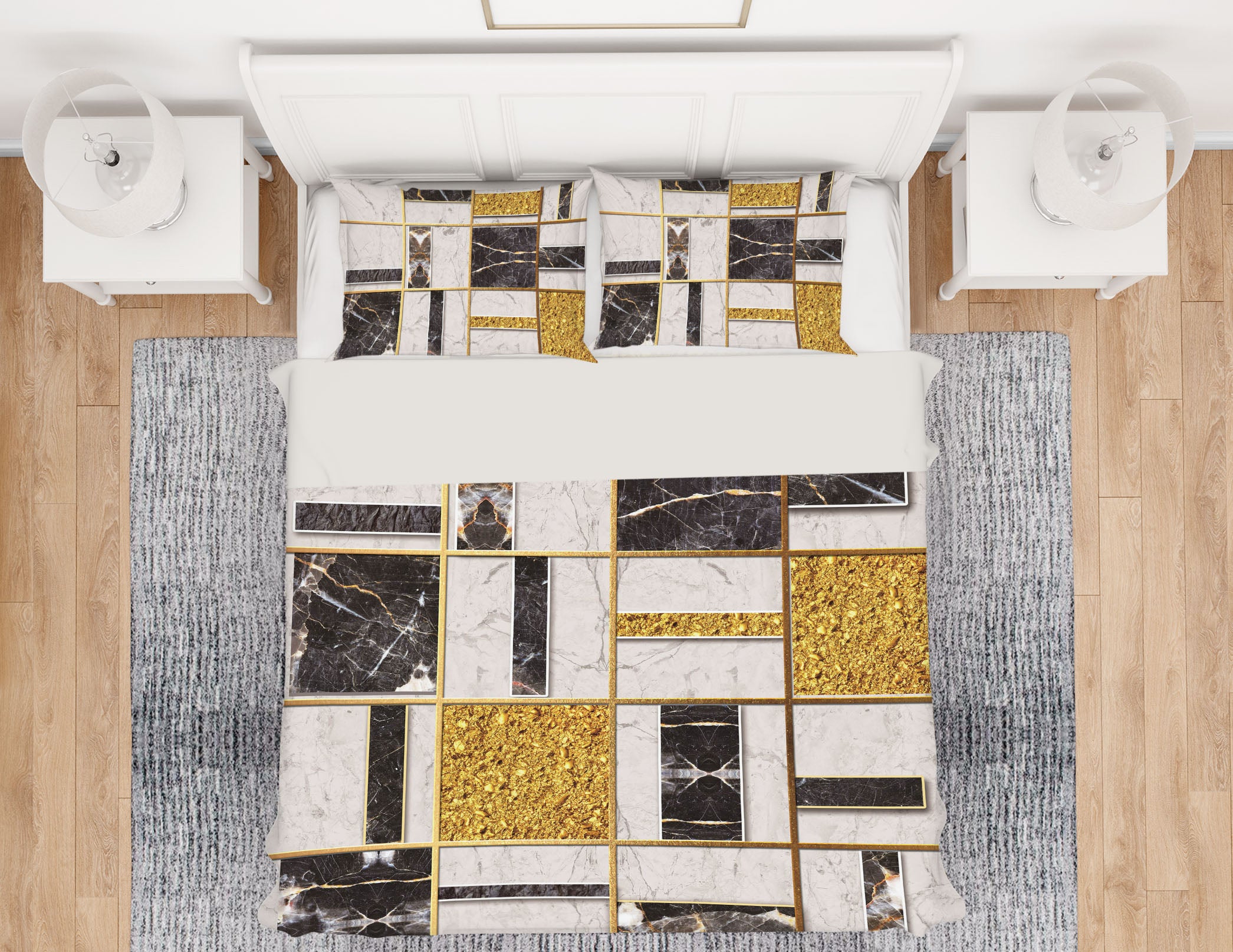 3D Marble Gold Cube 16035 Bed Pillowcases Quilt