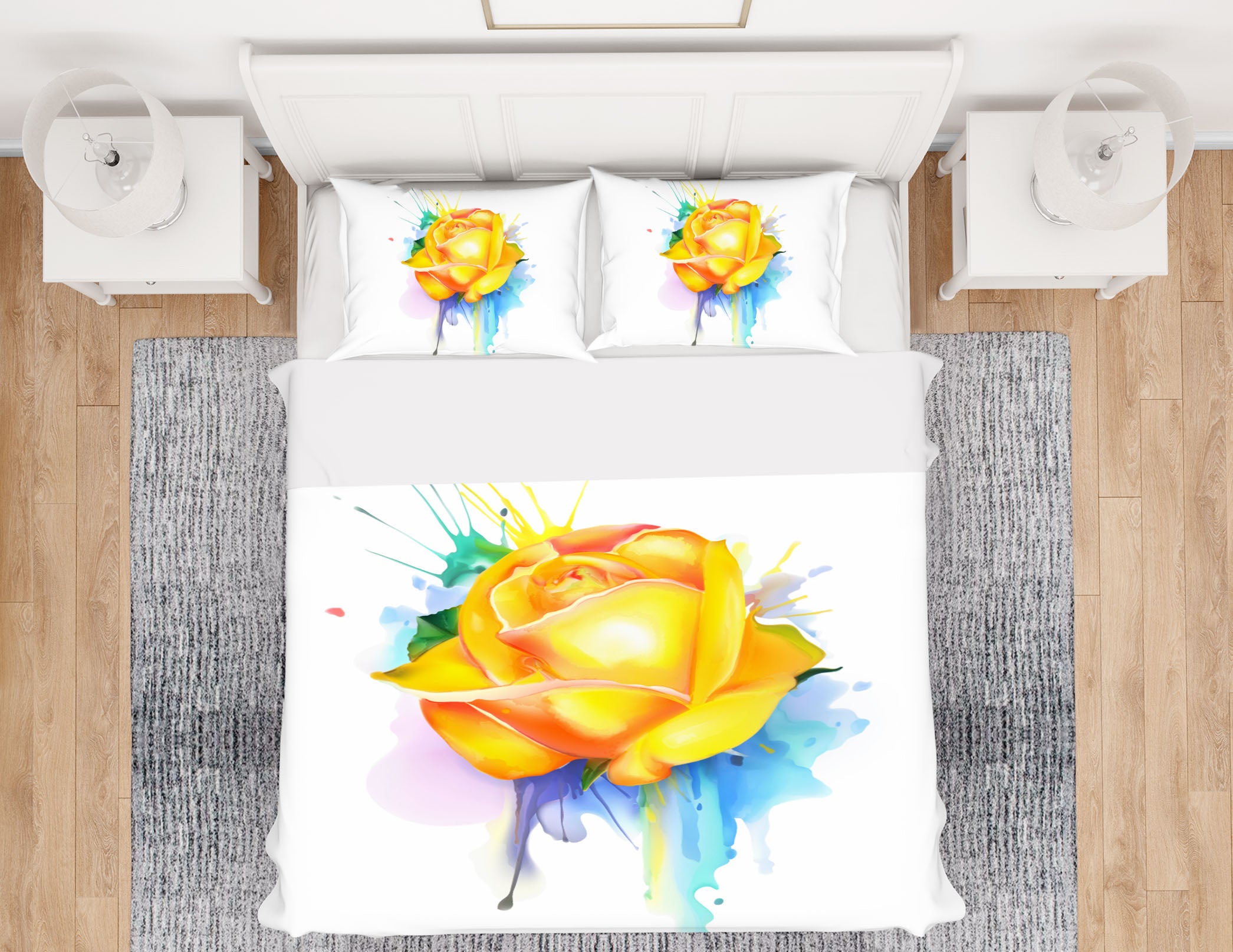 3D Yellow Flowers 58214 Bed Pillowcases Quilt