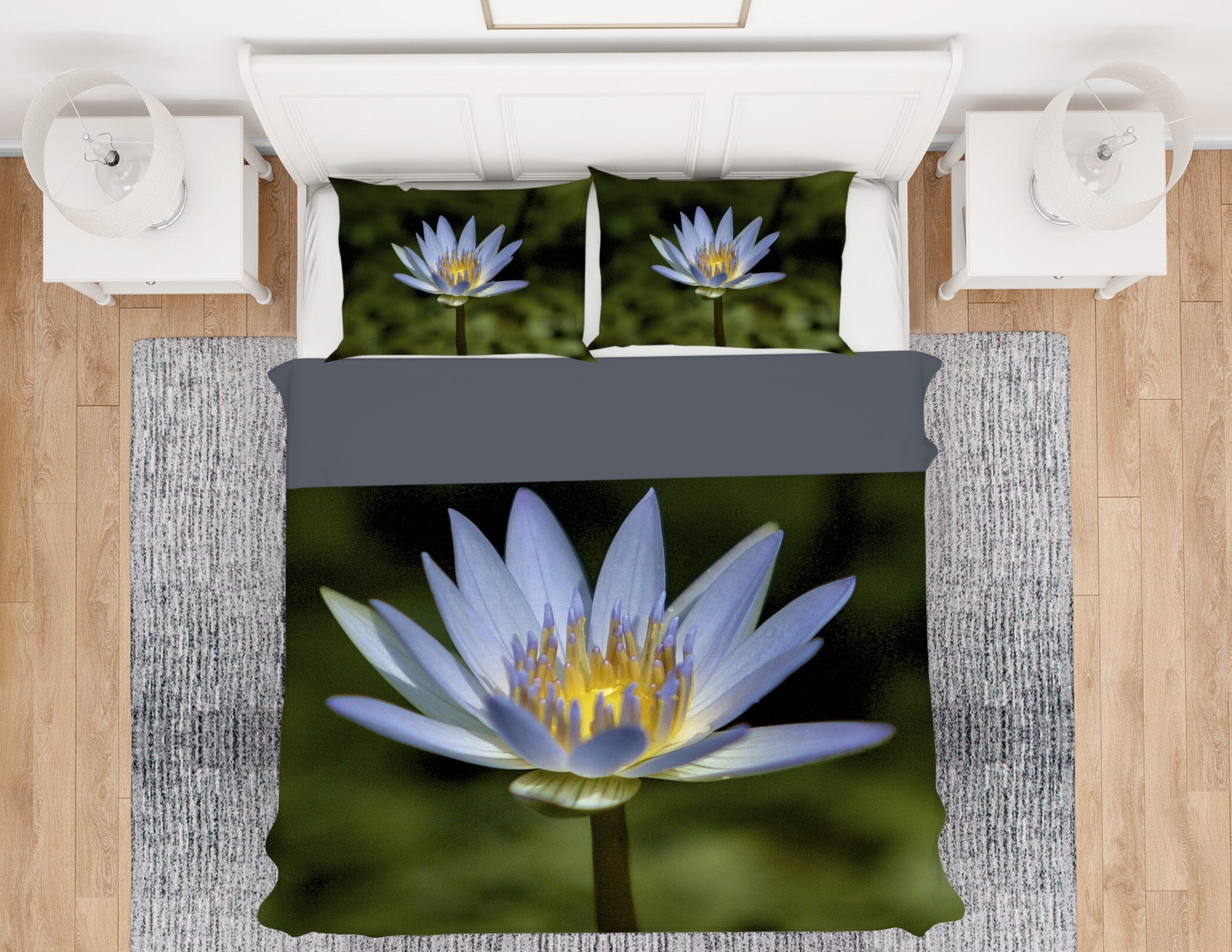 3D Lavendar Water Lily 2118 Kathy Barefield Bedding Bed Pillowcases Quilt Quiet Covers AJ Creativity Home 