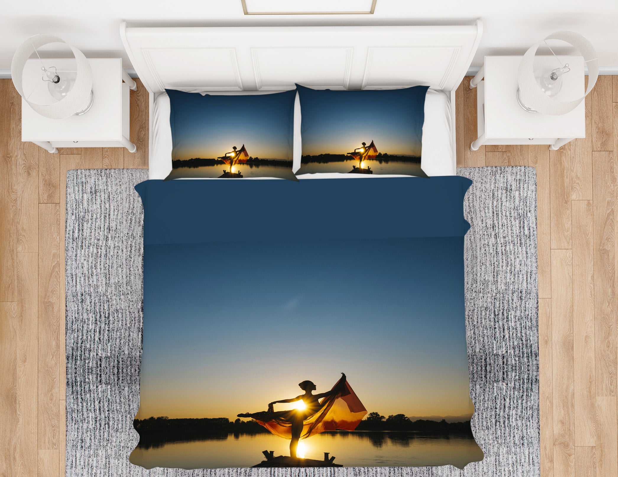 3D Lakeside Girl 14088 Bed Pillowcases Quilt