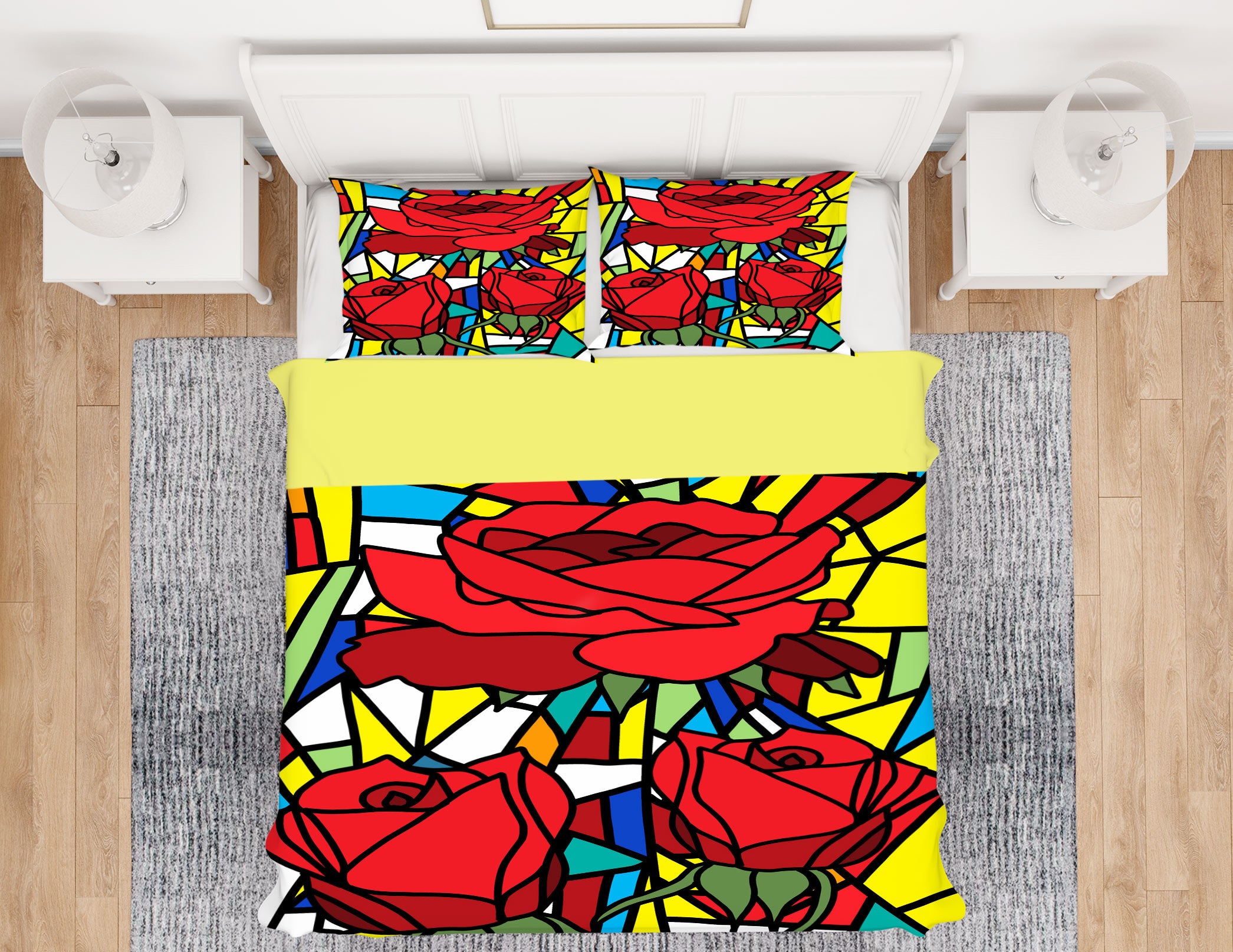 3D Rose Block 13222 Bed Pillowcases Quilt