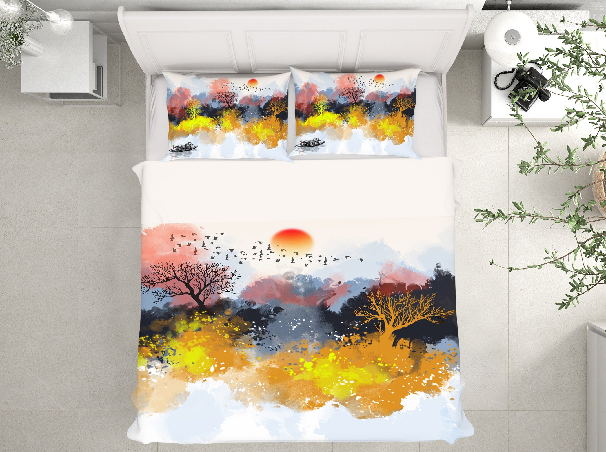 3D Trees Sun 13040 Bed Pillowcases Quilt
