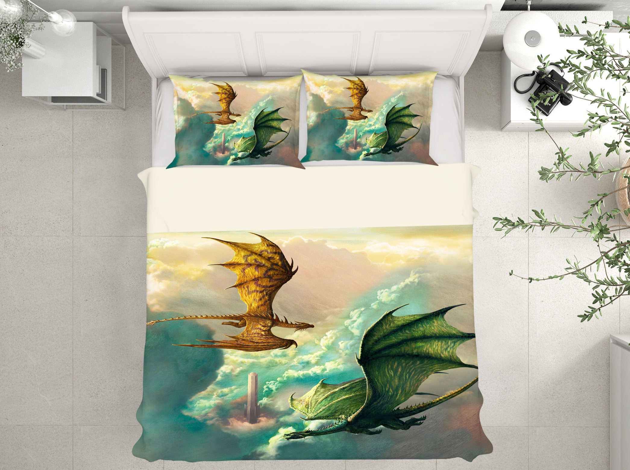 3D Clouds Dragon 7043 Ciruelo Bedding Bed Pillowcases Quilt