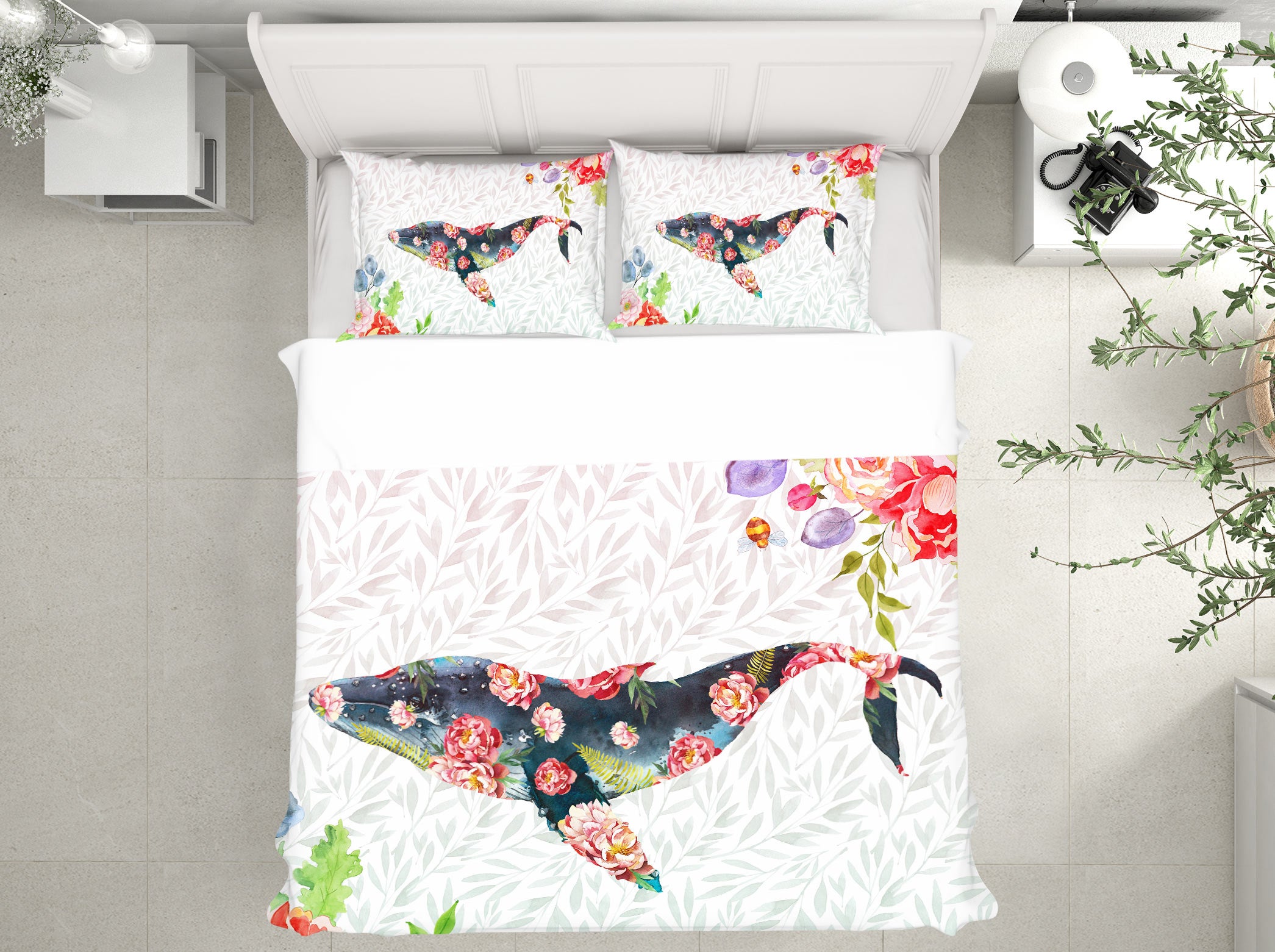 3D Flowers Whale 13118 Bed Pillowcases Quilt