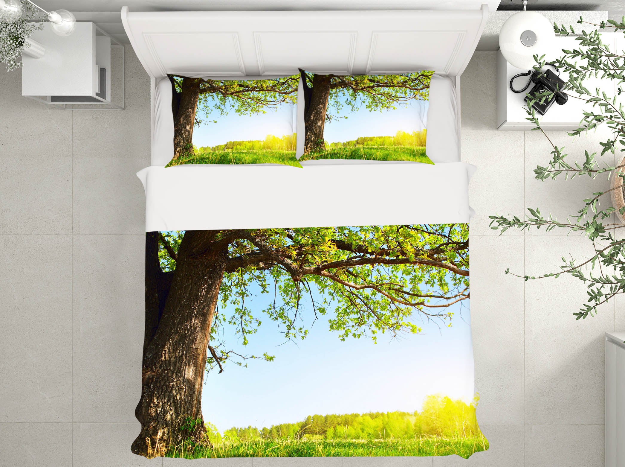 3D Trees Grass 60196 Bed Pillowcases Quilt