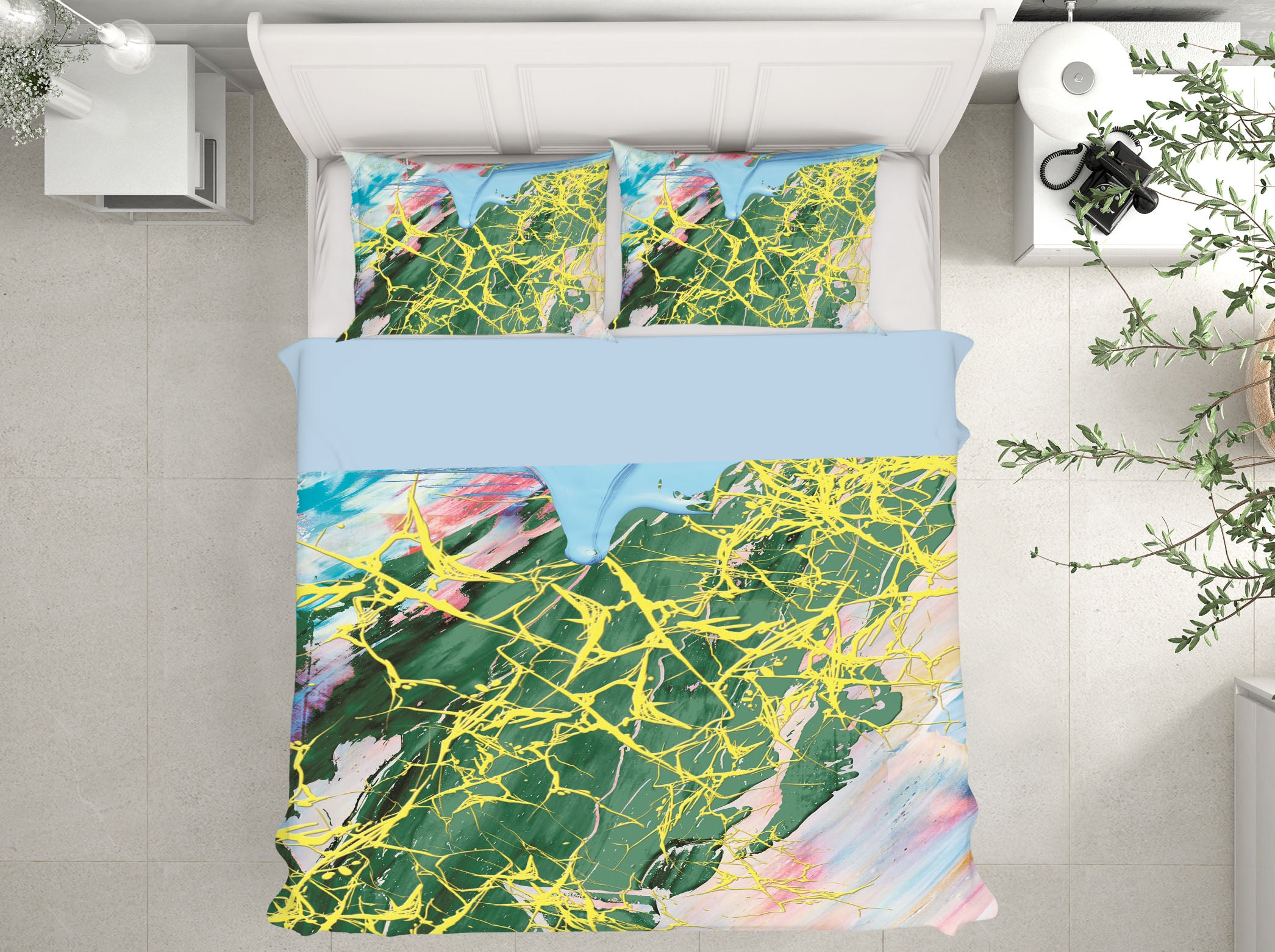 3D Yellow Green Lines 16025 Bed Pillowcases Quilt