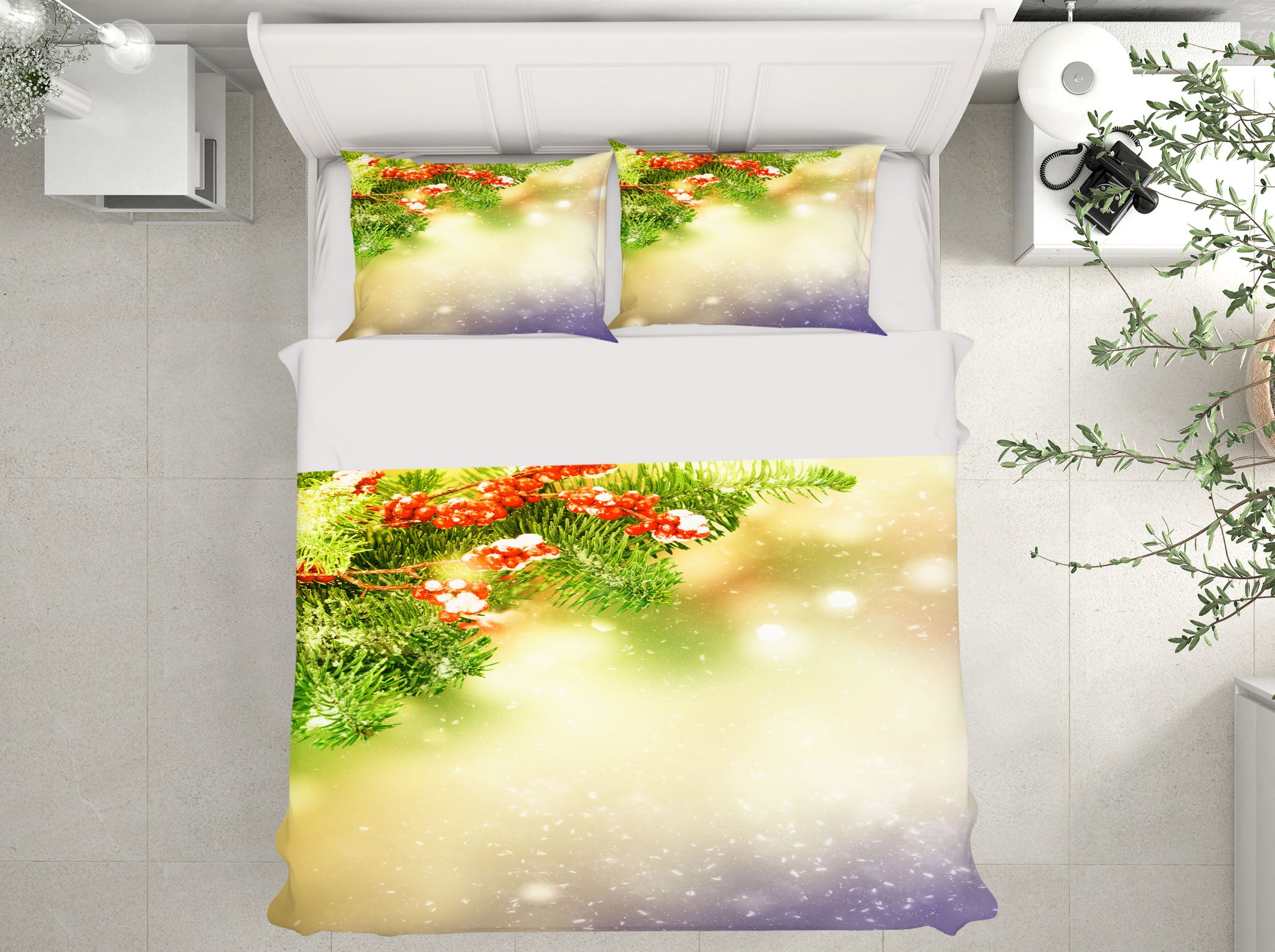 3D Branches Light 51121 Christmas Quilt Duvet Cover Xmas Bed Pillowcases