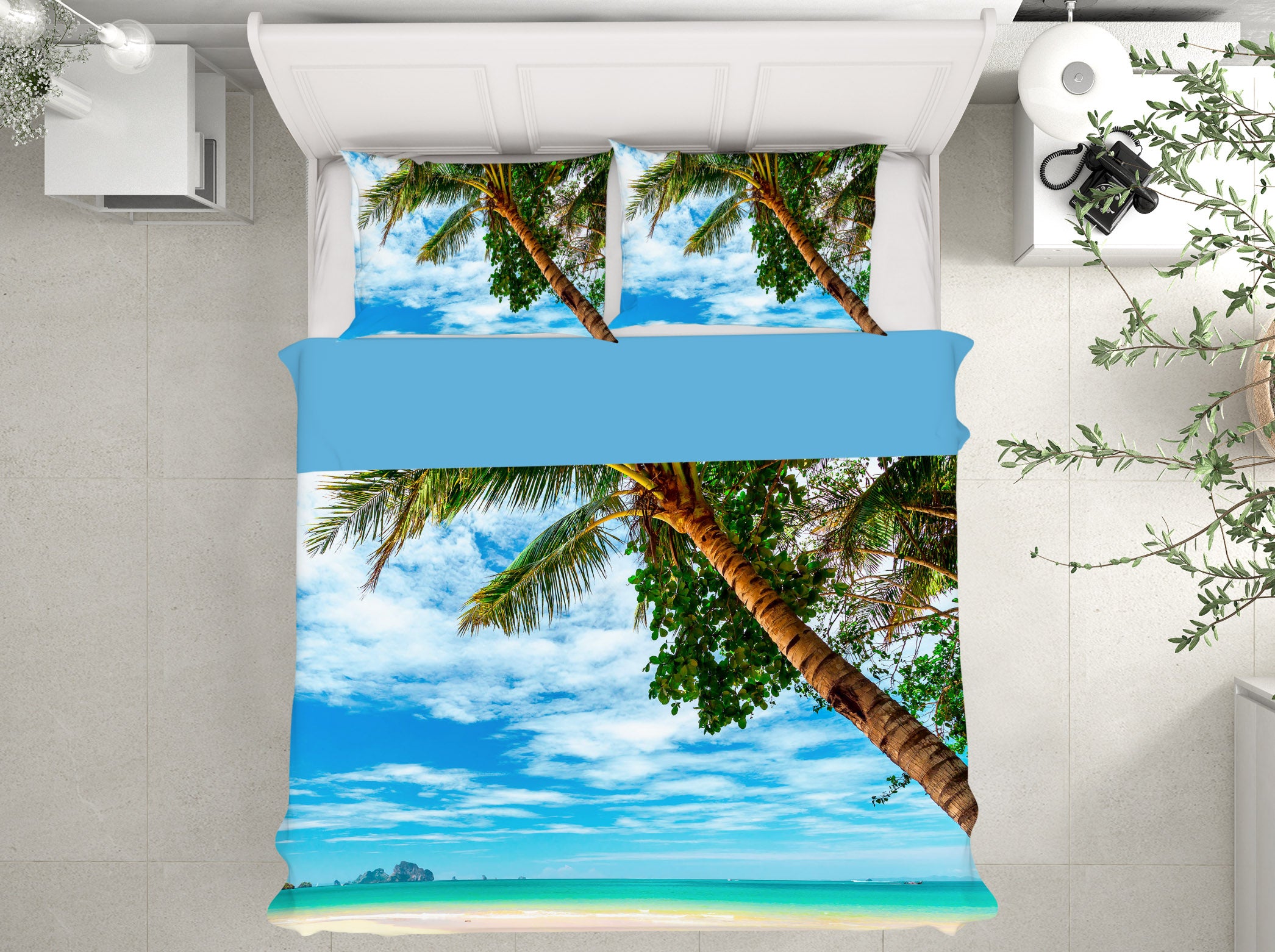 3D Coconut Beach 61104 Bed Pillowcases Quilt