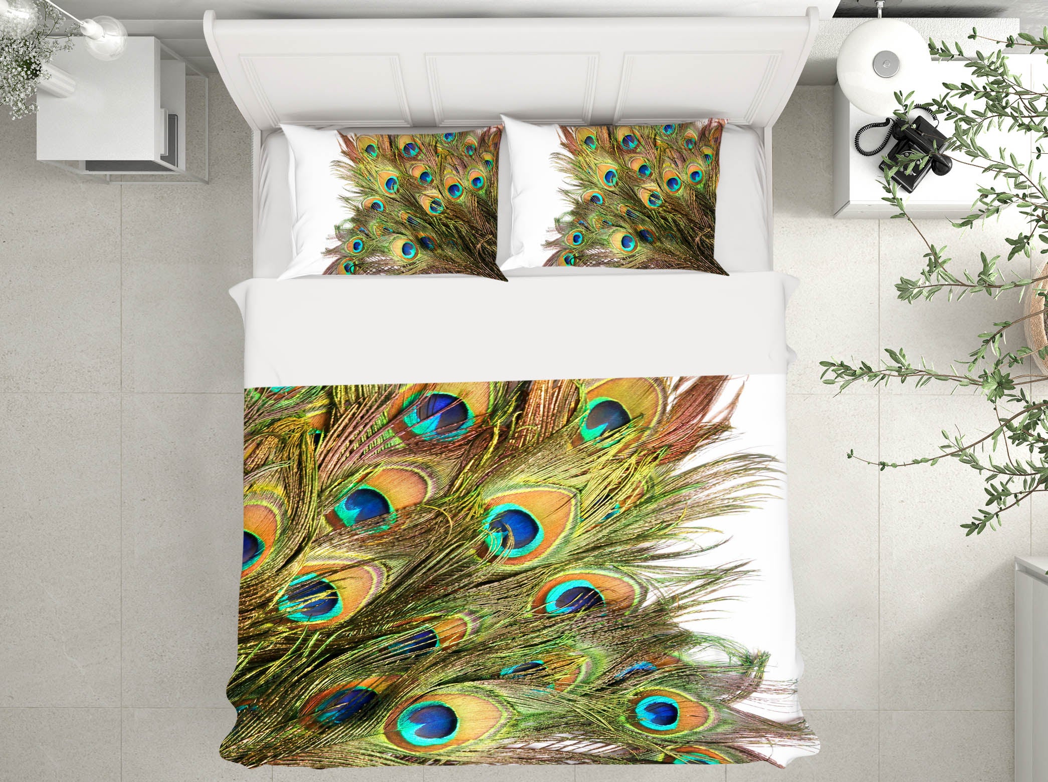 3D Peacock Feather 15076 Bed Pillowcases Quilt