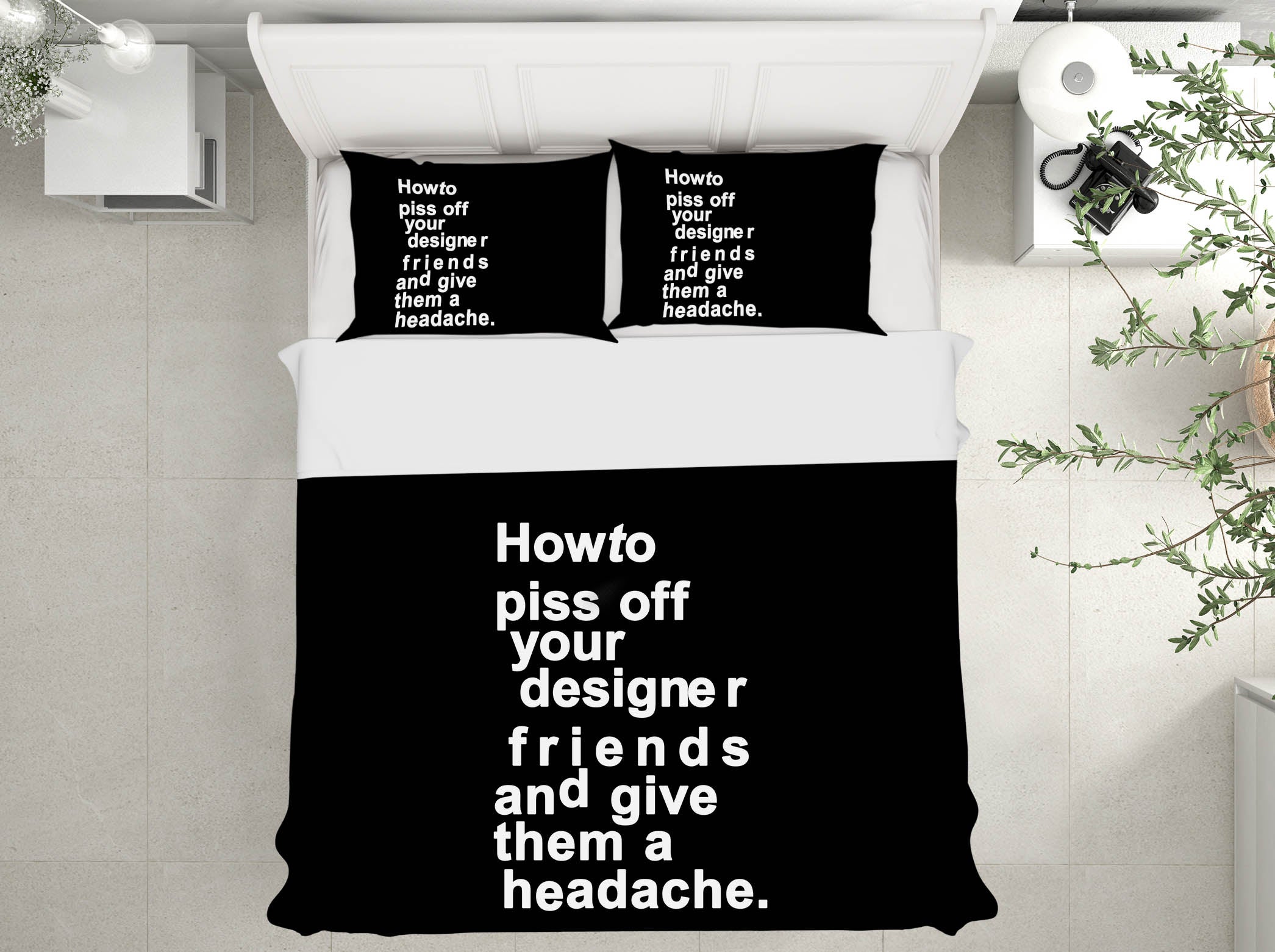 3D White Word 221 Boris Draschoff Bedding Bed Pillowcases Quilt