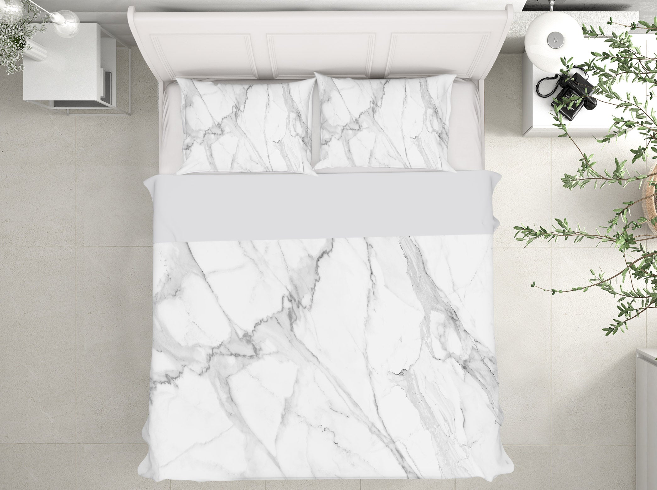 3D White Marble 16004 Bed Pillowcases Quilt