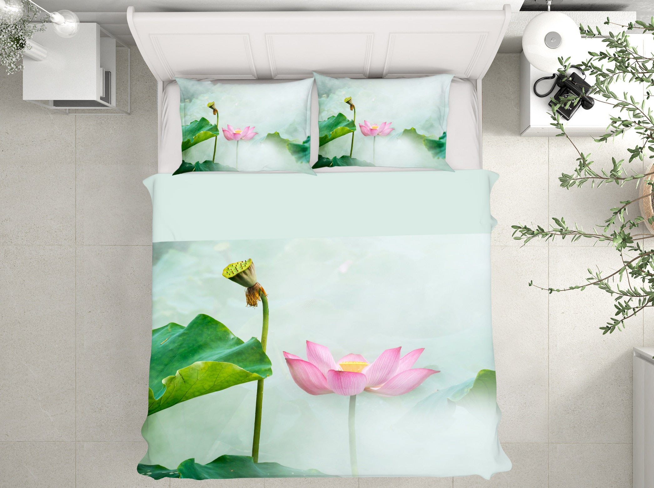 3D Lotus 12114 Bed Pillowcases Quilt