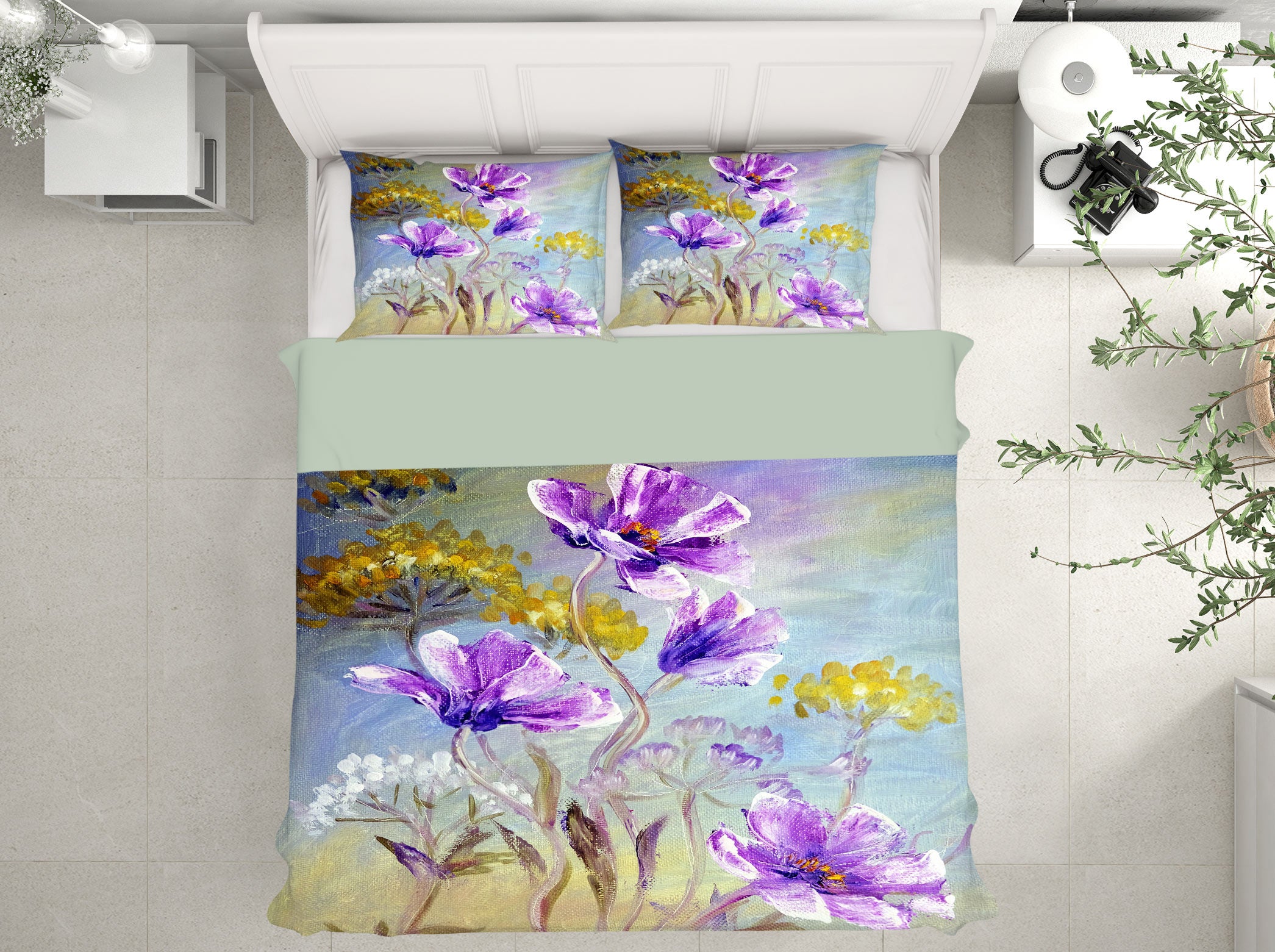 3D Purple Flowers 15135 Bed Pillowcases Quilt
