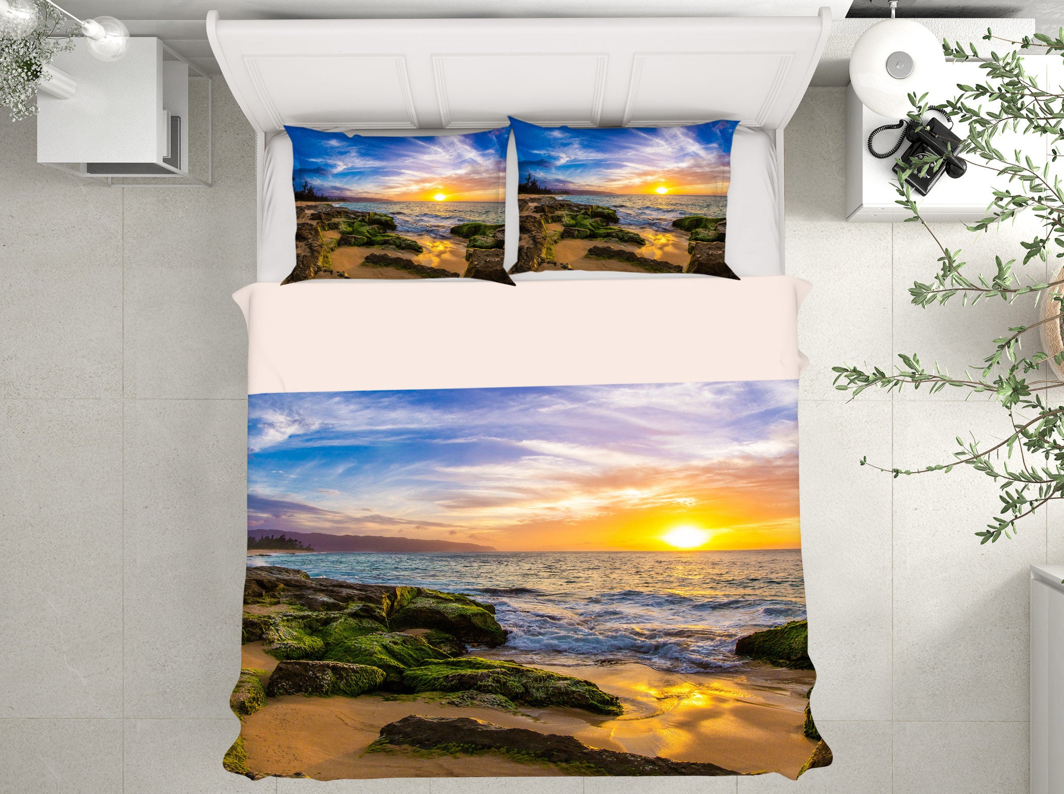3D Seaside 12194 Bed Pillowcases Quilt