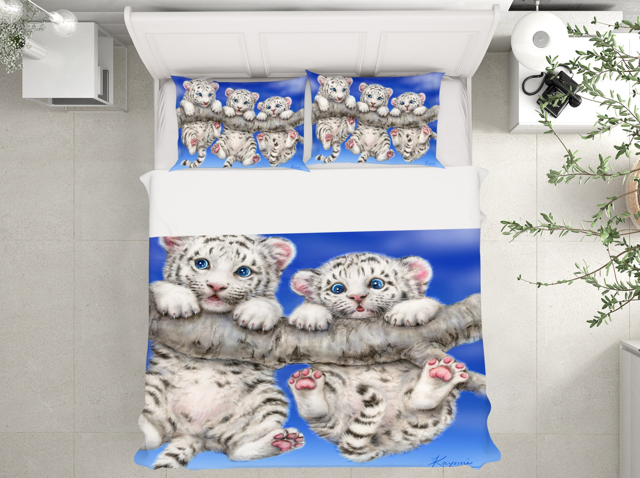 3D Baby White Tiger 5892 Kayomi Harai Bedding Bed Pillowcases Quilt Cover Duvet Cover
