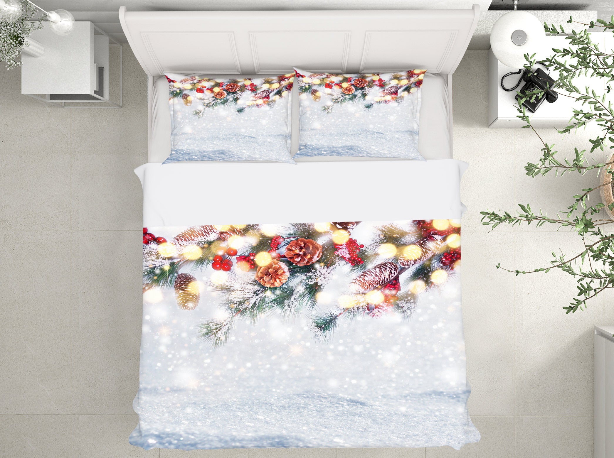 3D Snow Branches 51051 Christmas Quilt Duvet Cover Xmas Bed Pillowcases