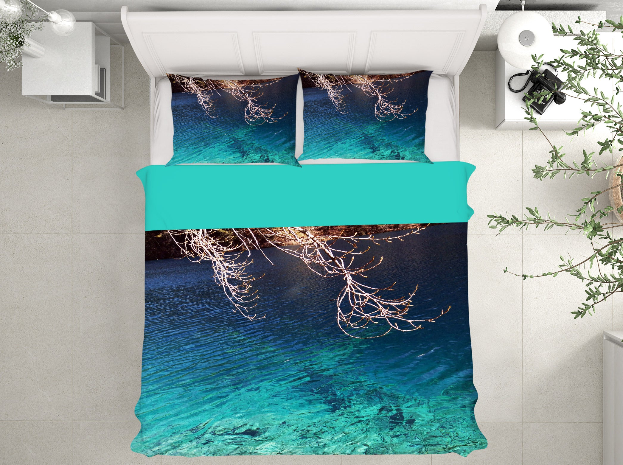 3D Blue Lake 16089 Bed Pillowcases Quilt