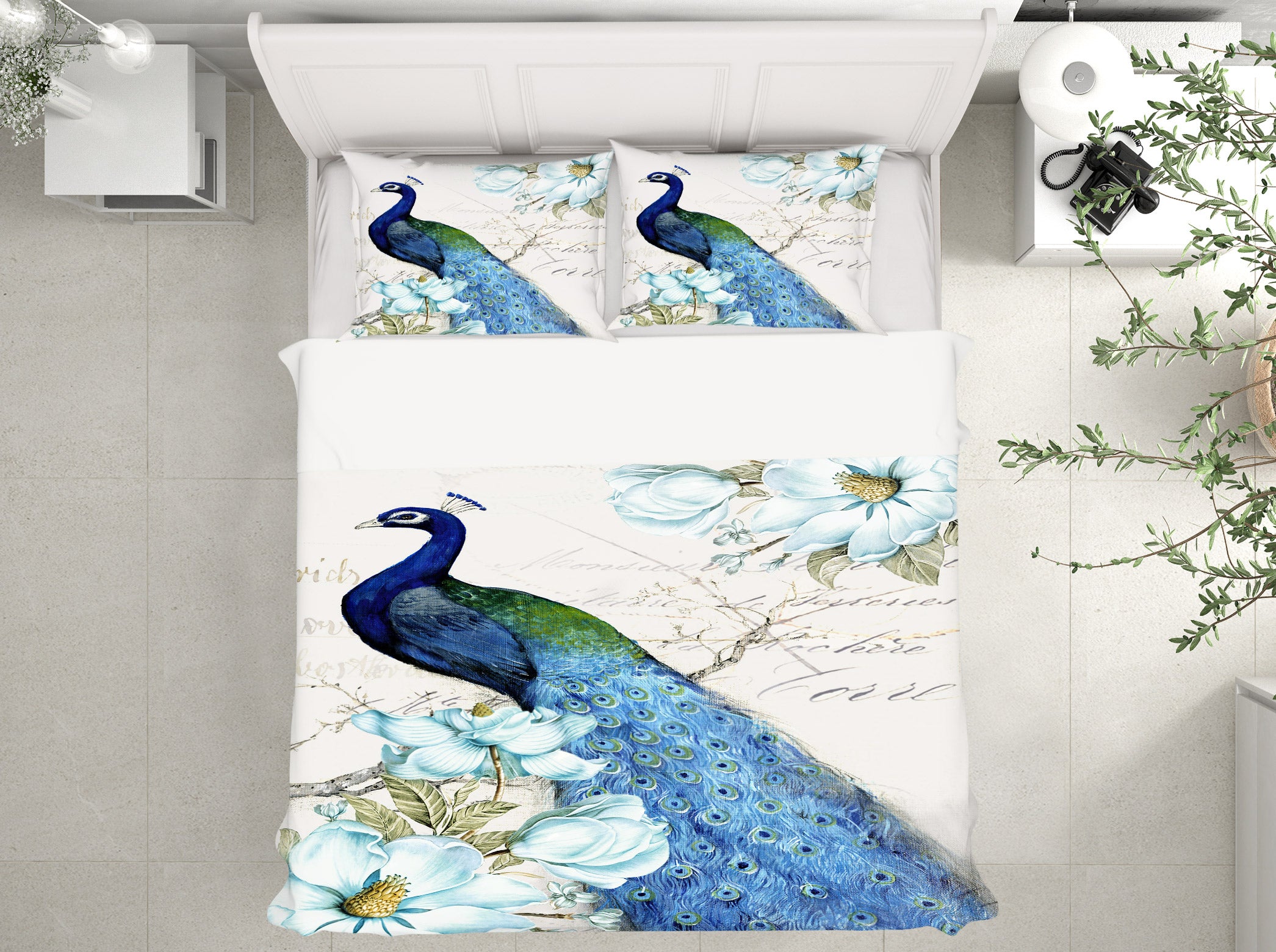 3D Peacock Flower Branch 16086 Bed Pillowcases Quilt