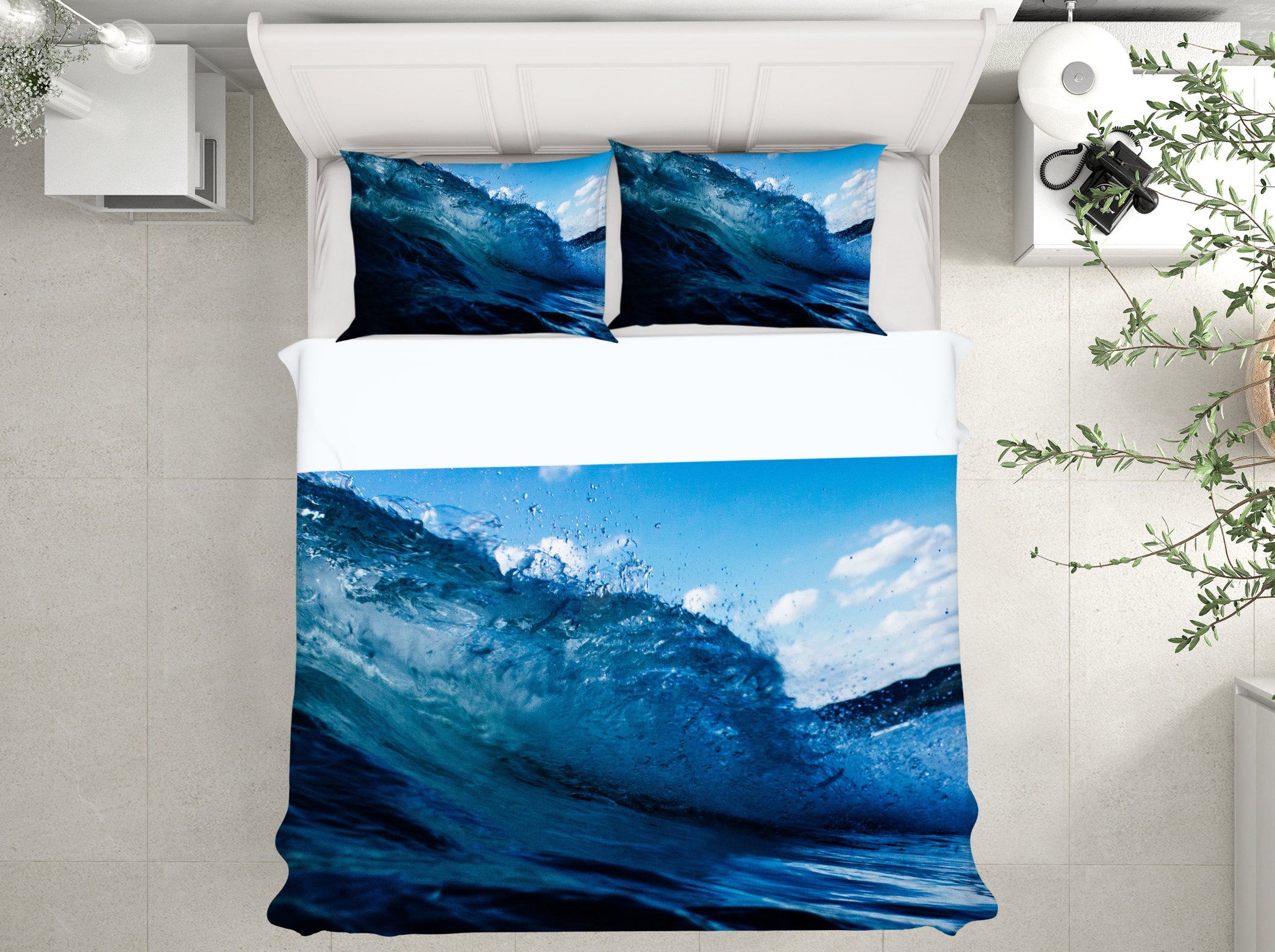 3D Waves 14090 Bed Pillowcases Quilt