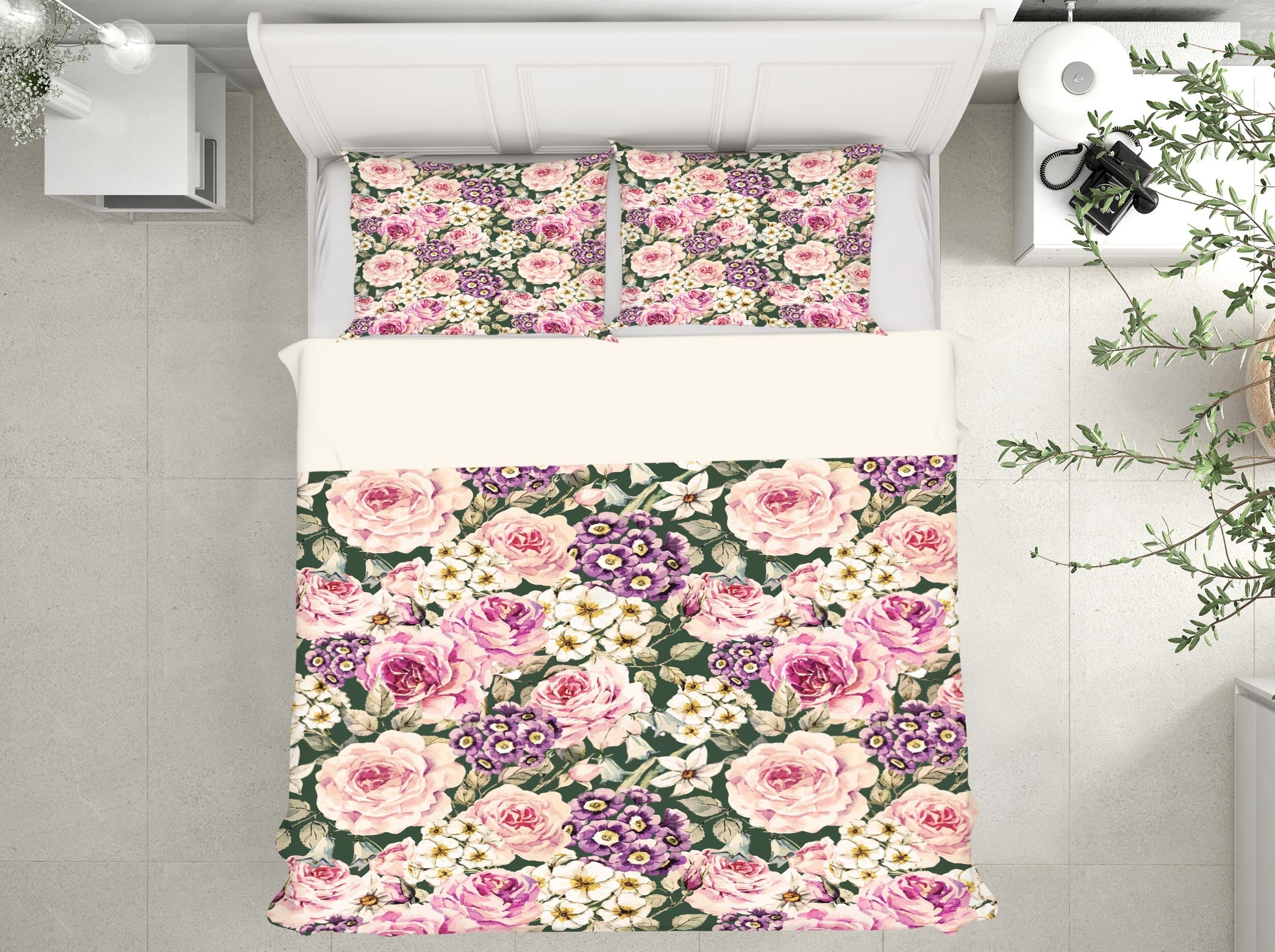 3D Pink Flowers 59203 Bed Pillowcases Quilt