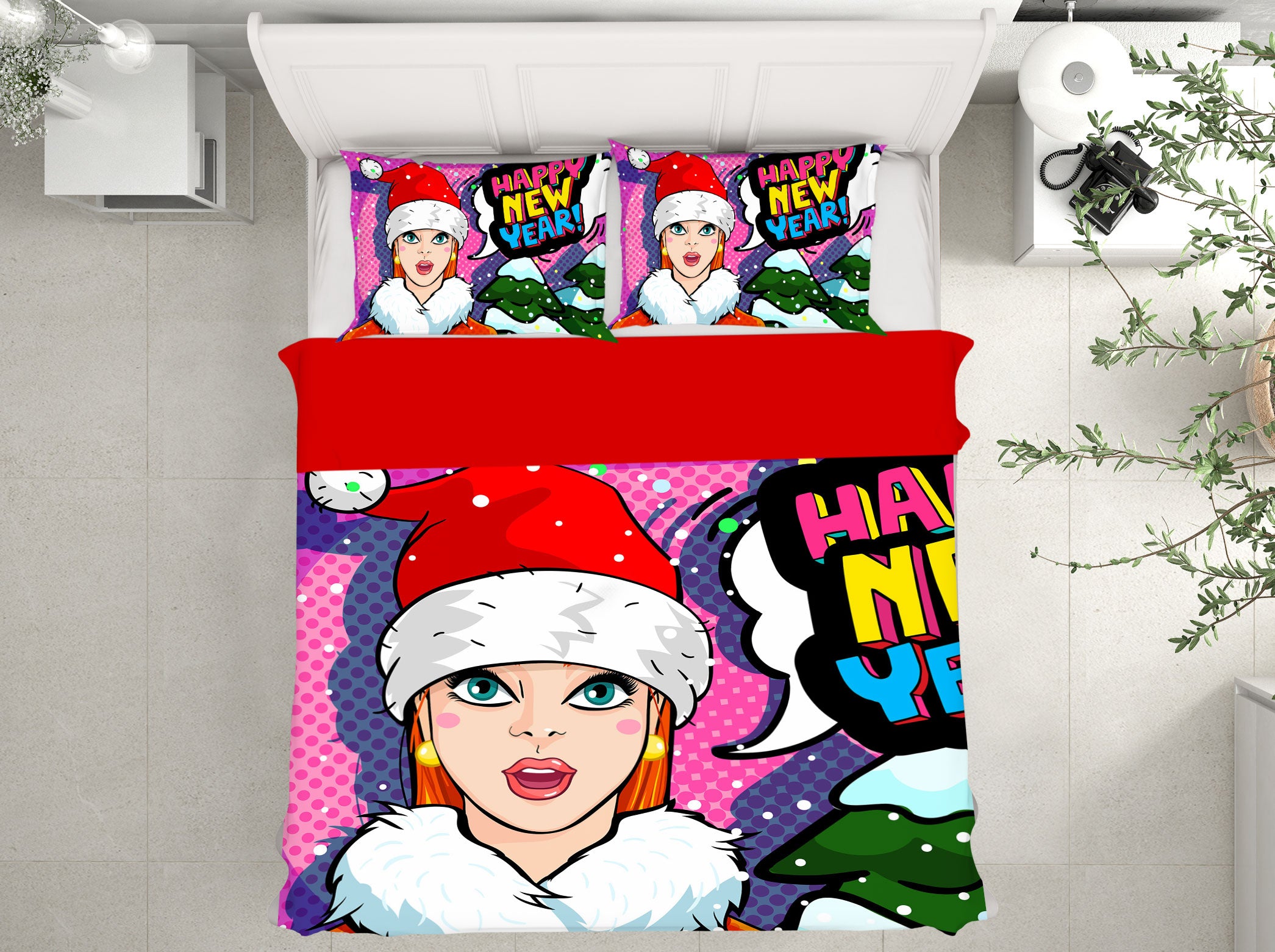 3D Christmas Hat Woman 057 Bed Pillowcases Quilt