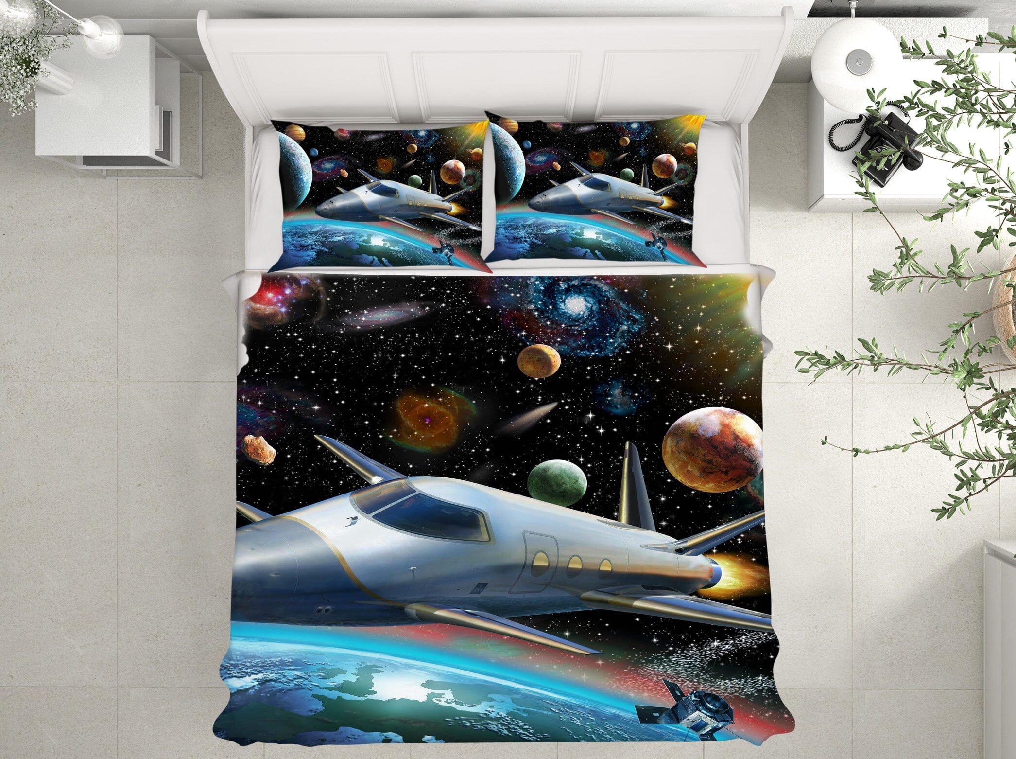 3D Starry Spaceship 2125 Adrian Chesterman Bedding Bed Pillowcases Quilt Quiet Covers AJ Creativity Home 