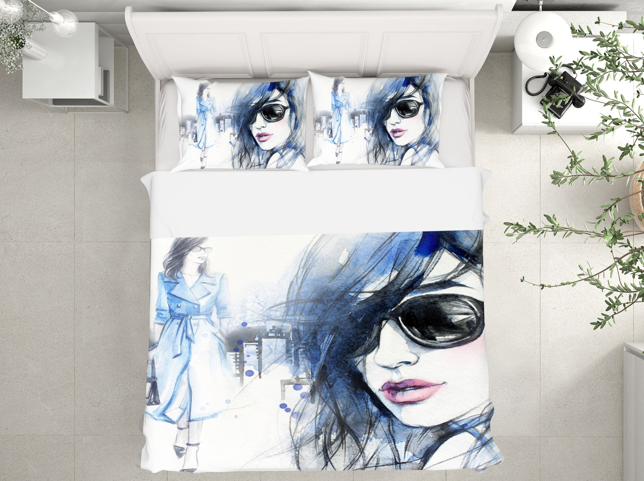 3D Sunglasses Woman 050 Bed Pillowcases Quilt