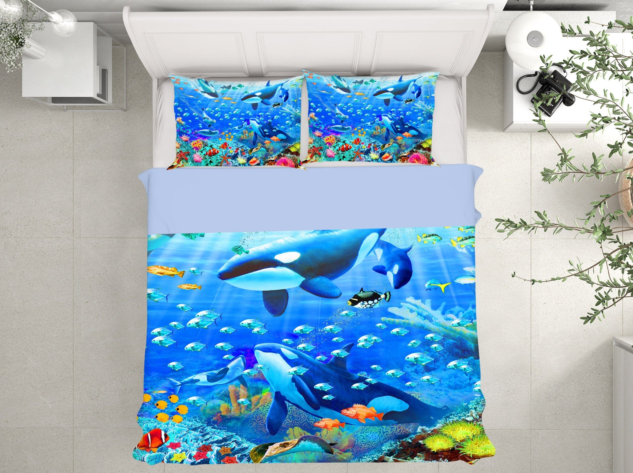 3D Blue Whale 2032 Adrian Chesterman Bedding Bed Pillowcases Quilt Quiet Covers AJ Creativity Home 