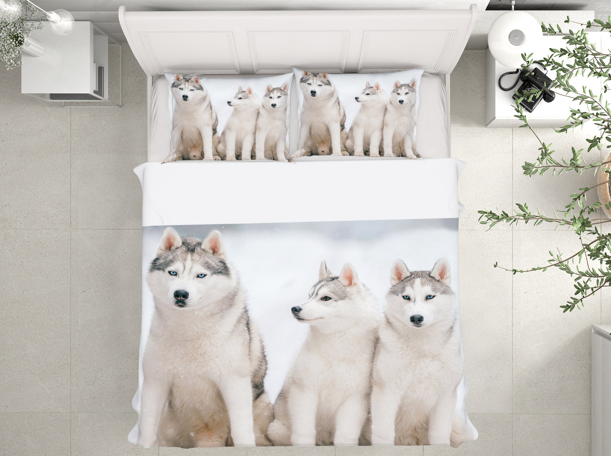 3D Sled Dog 60010 Bed Pillowcases Quilt