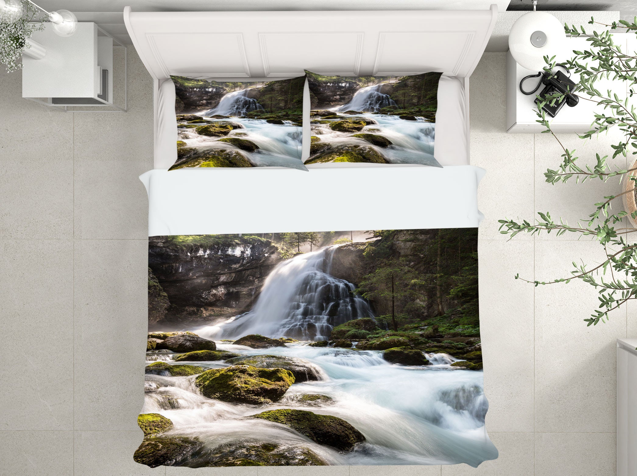 3D Waterfall Stone 15112 Bed Pillowcases Quilt