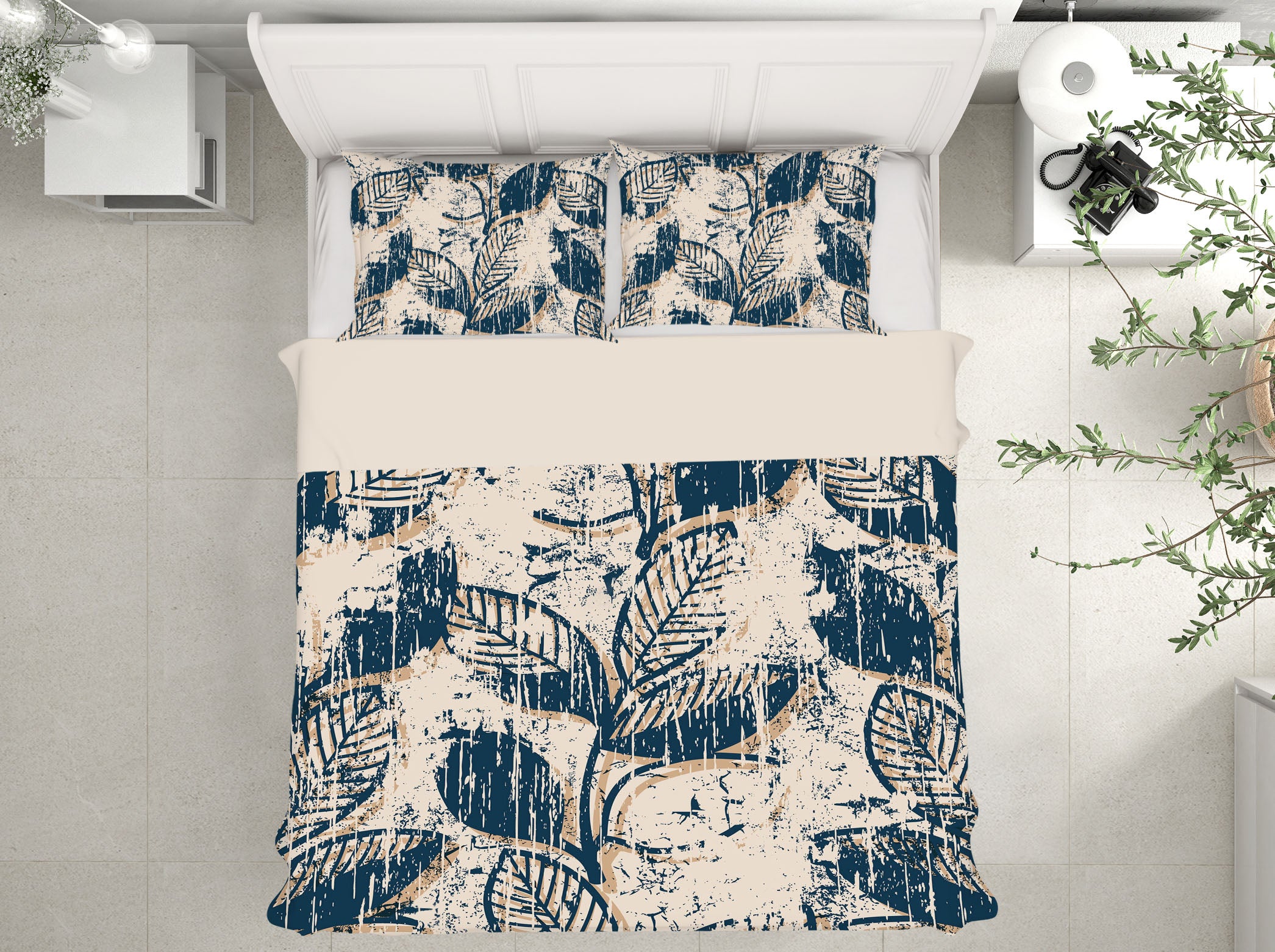 3D Black Leaves 61081 Bed Pillowcases Quilt