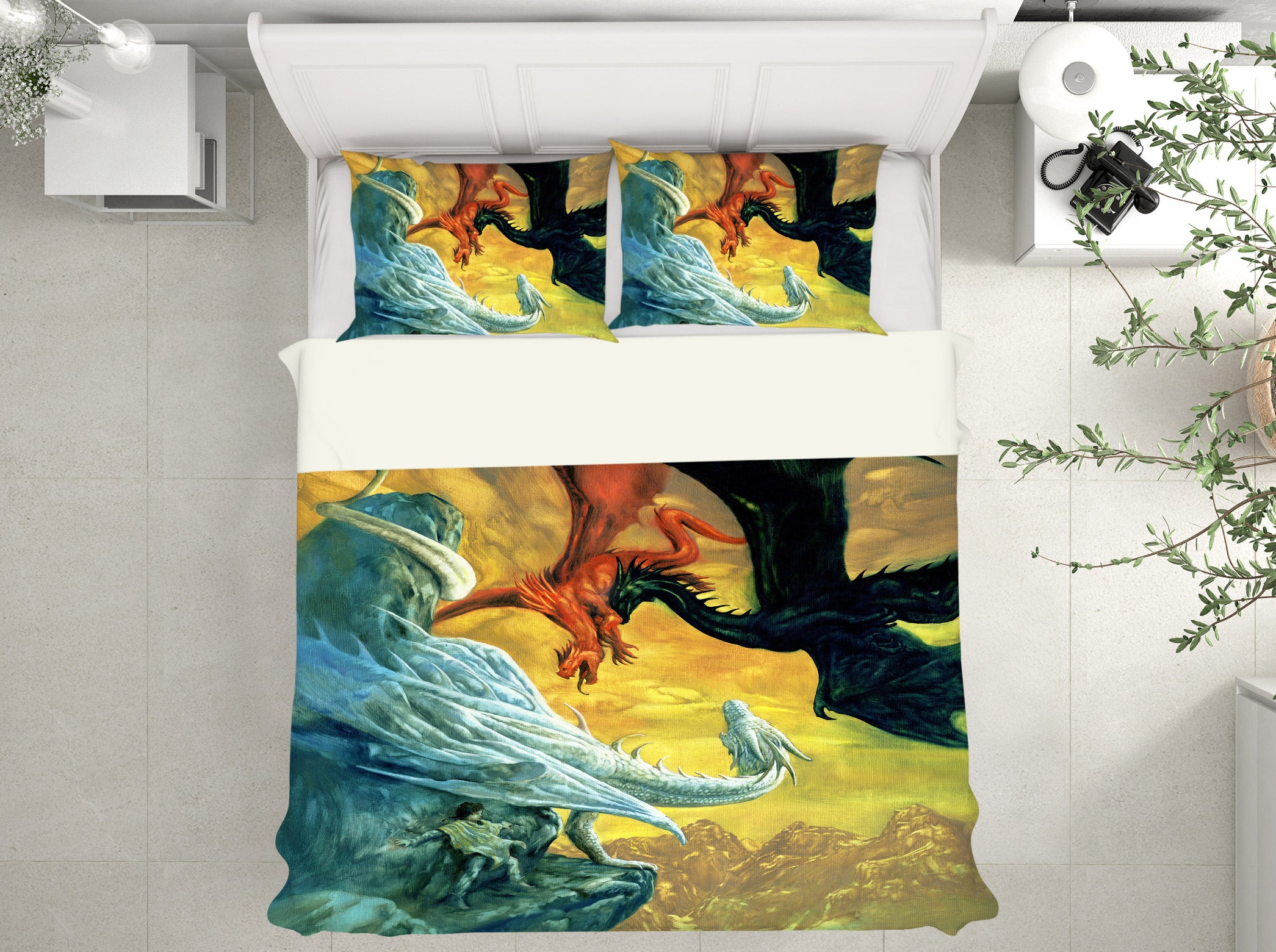 3D Black Red White Dragon 6228 Ciruelo Bedding Bed Pillowcases Quilt