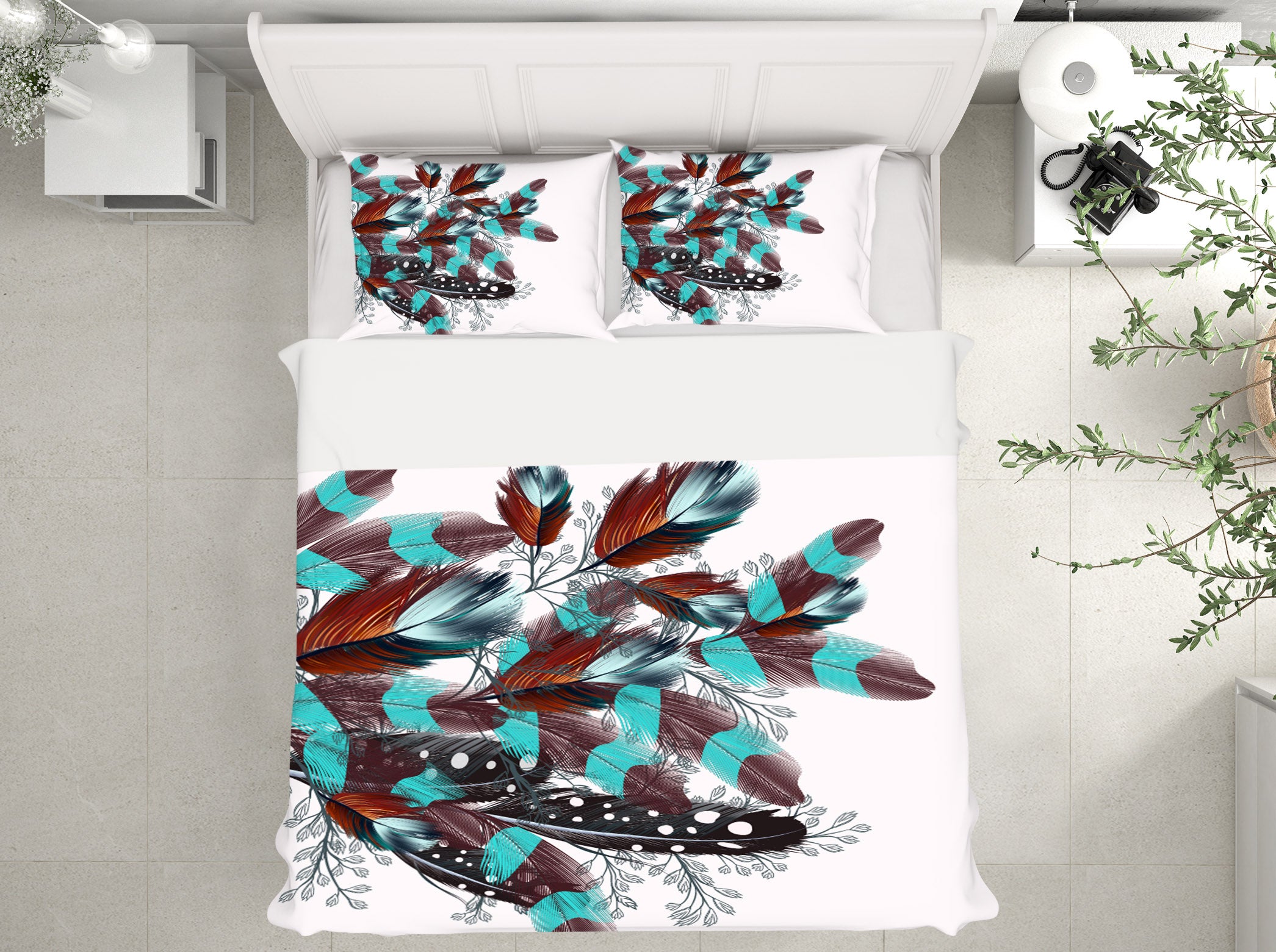 3D Feather 15070 Bed Pillowcases Quilt