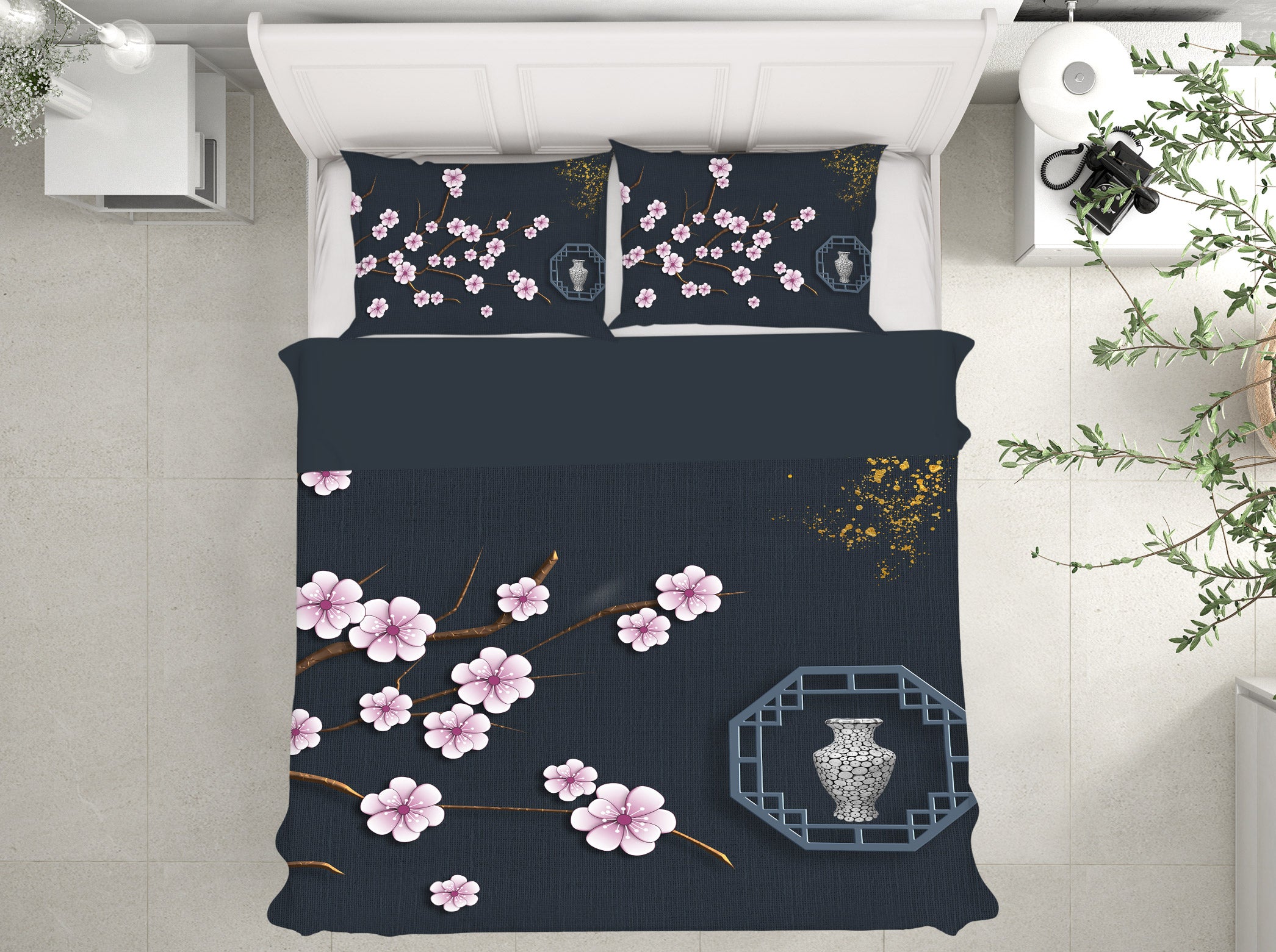 3D Plum Blossom 12076 Bed Pillowcases Quilt