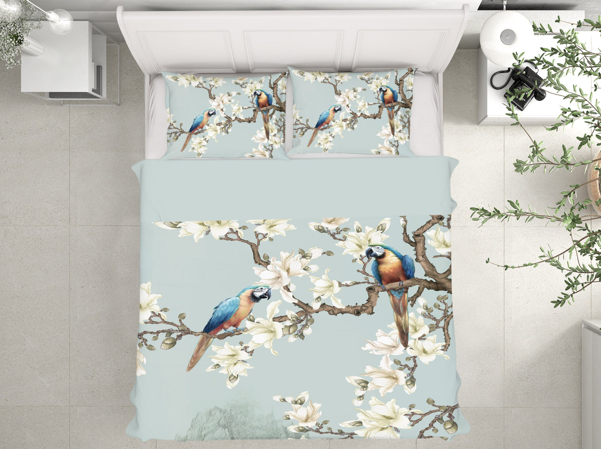 3D Flower Branch Parrot 16011 Bed Pillowcases Quilt