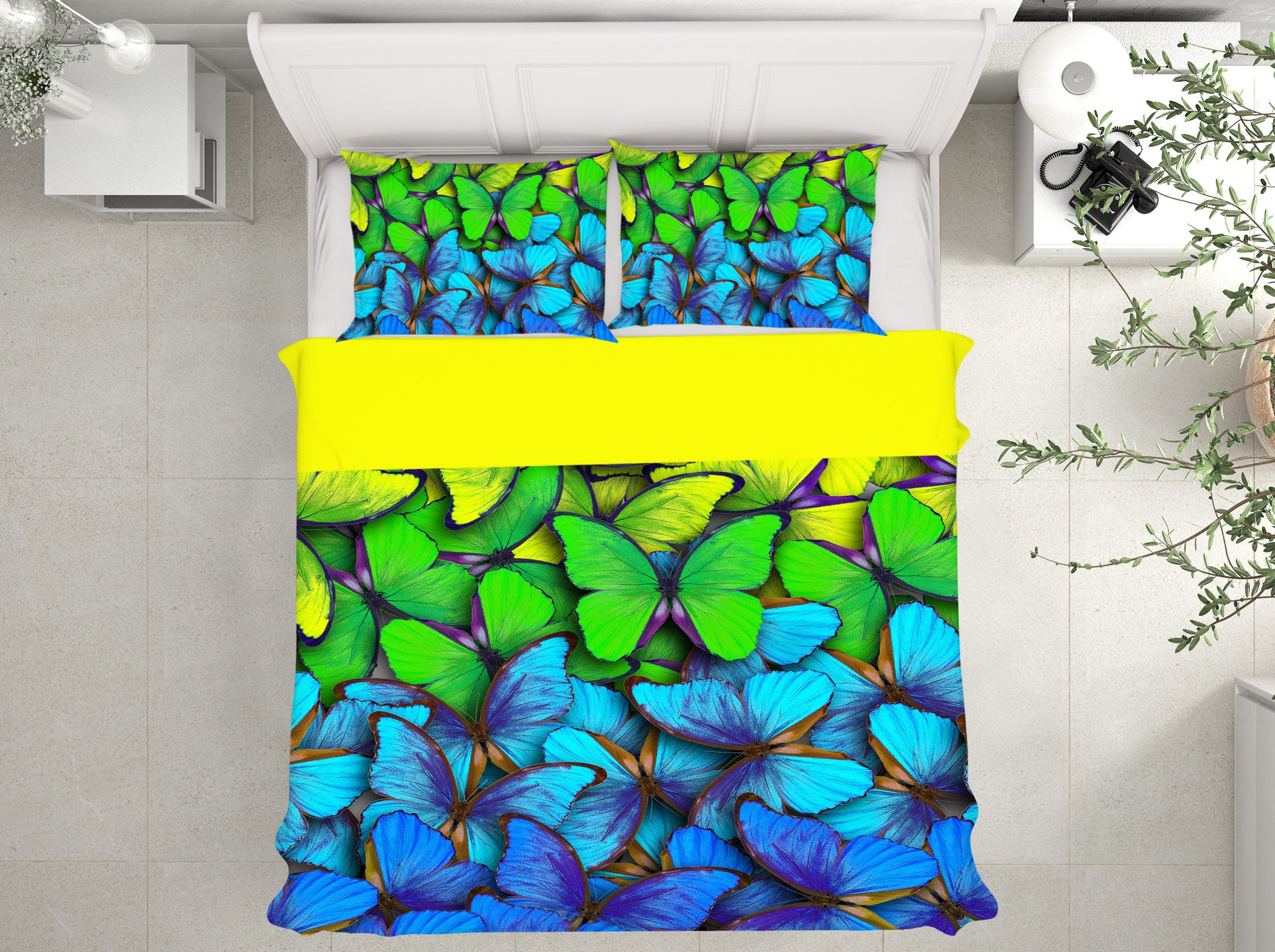 3D Green Blue Butterfly 14025 Bed Pillowcases Quilt