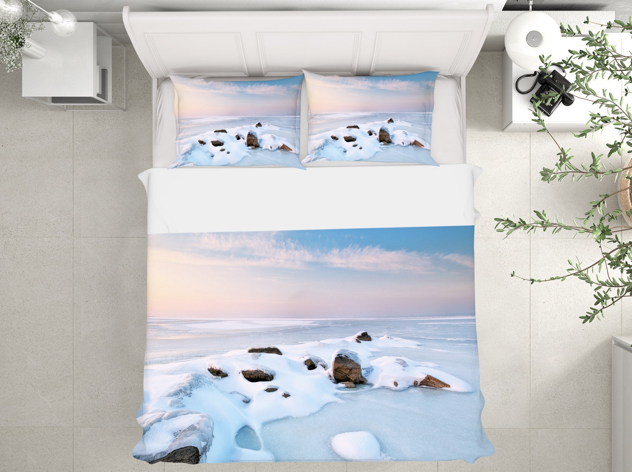 3D Snow Stone 61120 Bed Pillowcases Quilt