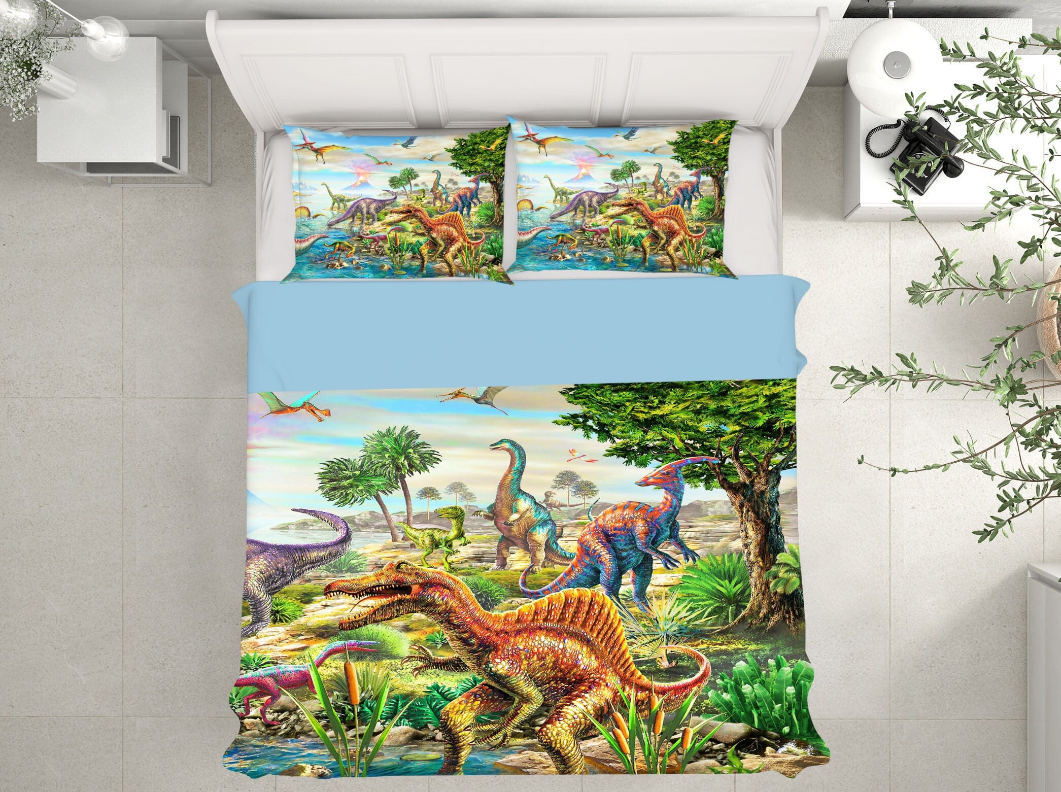 3D Dinosaur Forest 2124 Adrian Chesterman Bedding Bed Pillowcases Quilt Quiet Covers AJ Creativity Home 