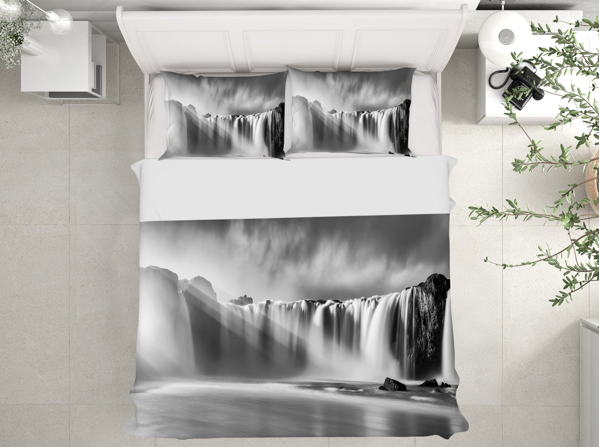 3D Black Waterfall 080 Marco Carmassi Bedding Bed Pillowcases Quilt