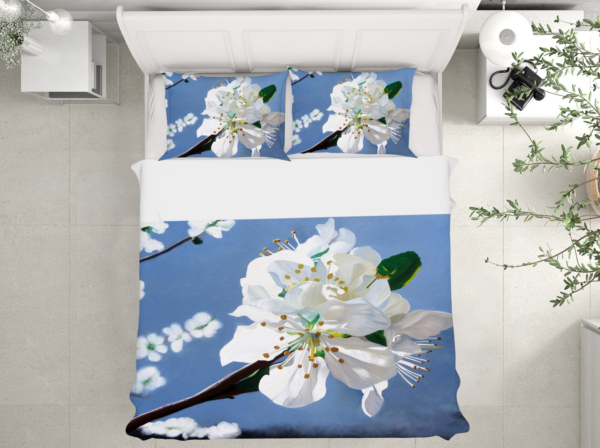 3D White Flowers 11064 Matthew Holden Bates Bedding Bed Pillowcases Quilt
