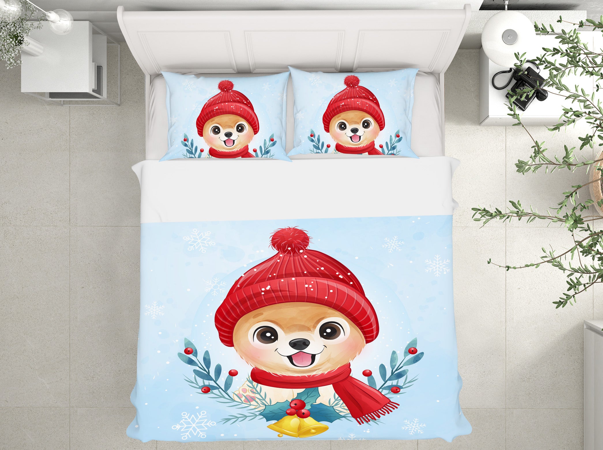 3D Red Hat Dog 63201 Bed Pillowcases Quilt